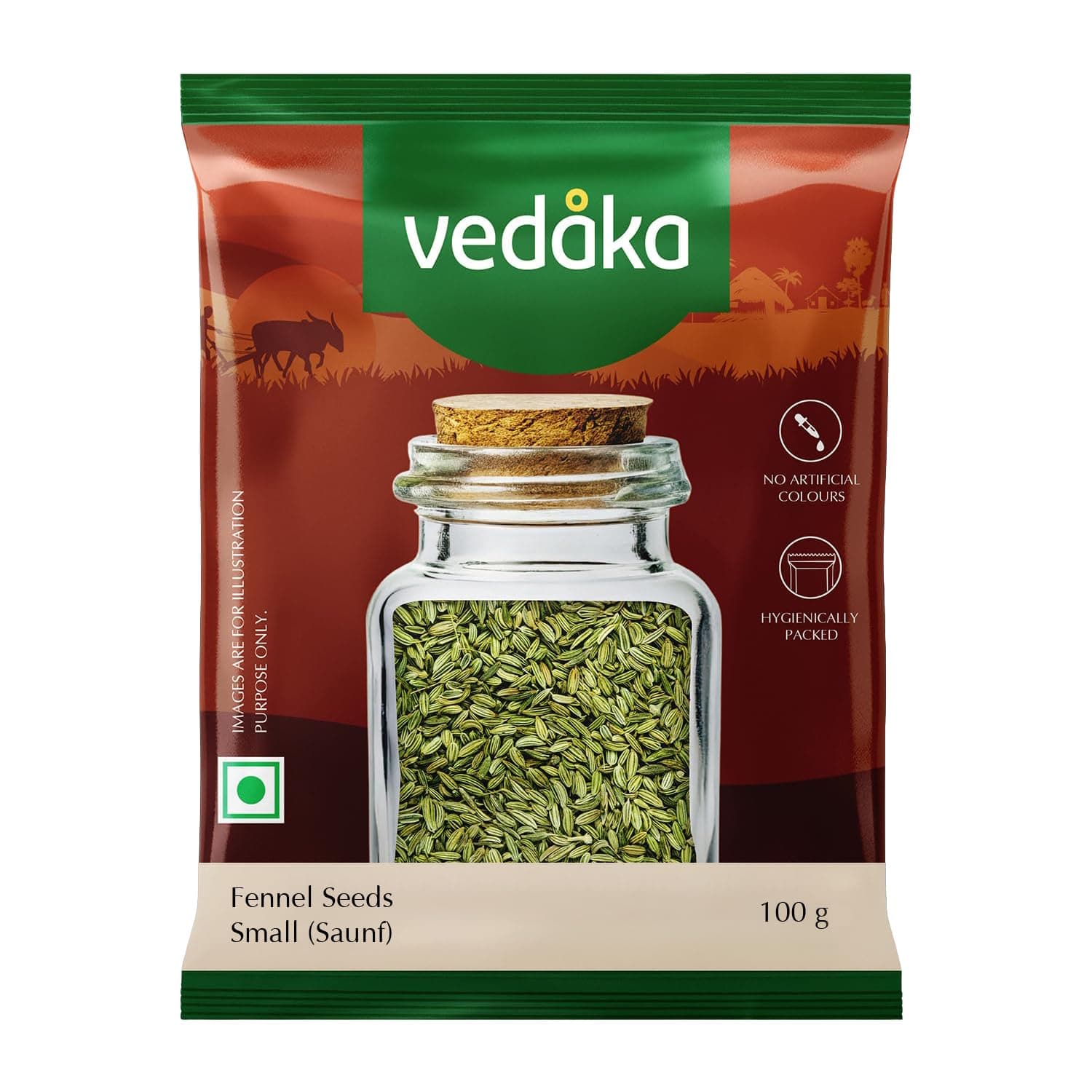 Amazon Brand - Vedaka Fennel Whole Small (Saunf) | 100 g | No Artificial Colours & Preservatives