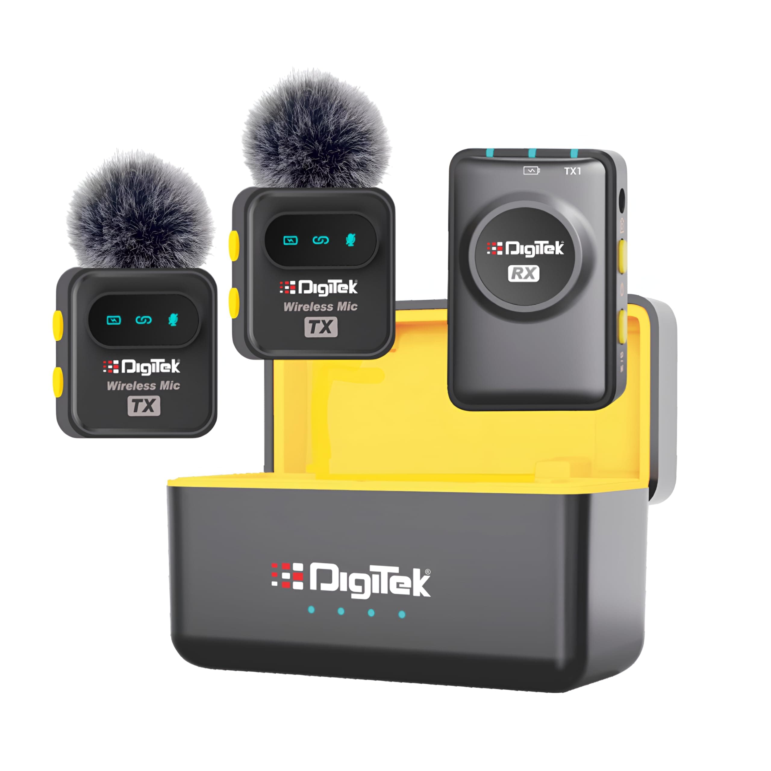 Digitek® DWM-118 Wireless Microphone, Noise Reduction, 7Hr Battery, Plug & Play, C-to-C & C-to-LTC Converter, iOS/Android/DSLR Compatible - for Vlogging/Interview/Video Shooting
