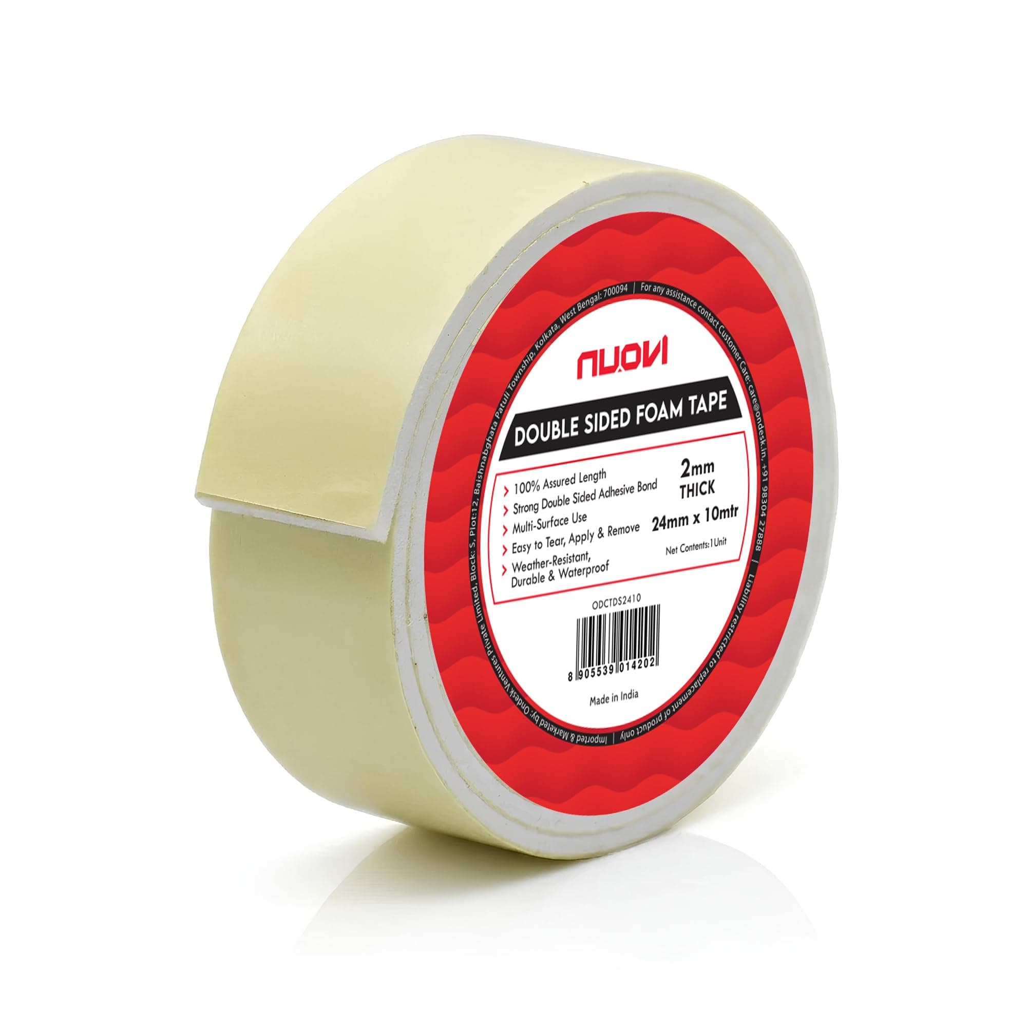 NUOVI Double-Sided Foam Tape | 10meter Length, 2mm Thick | Both Sided Self Adhesive Acrylic Foam Heavy-Duty Tape | Prefect for Mounting, Paper, Furniture, Wall, Decoration, DIY Projects