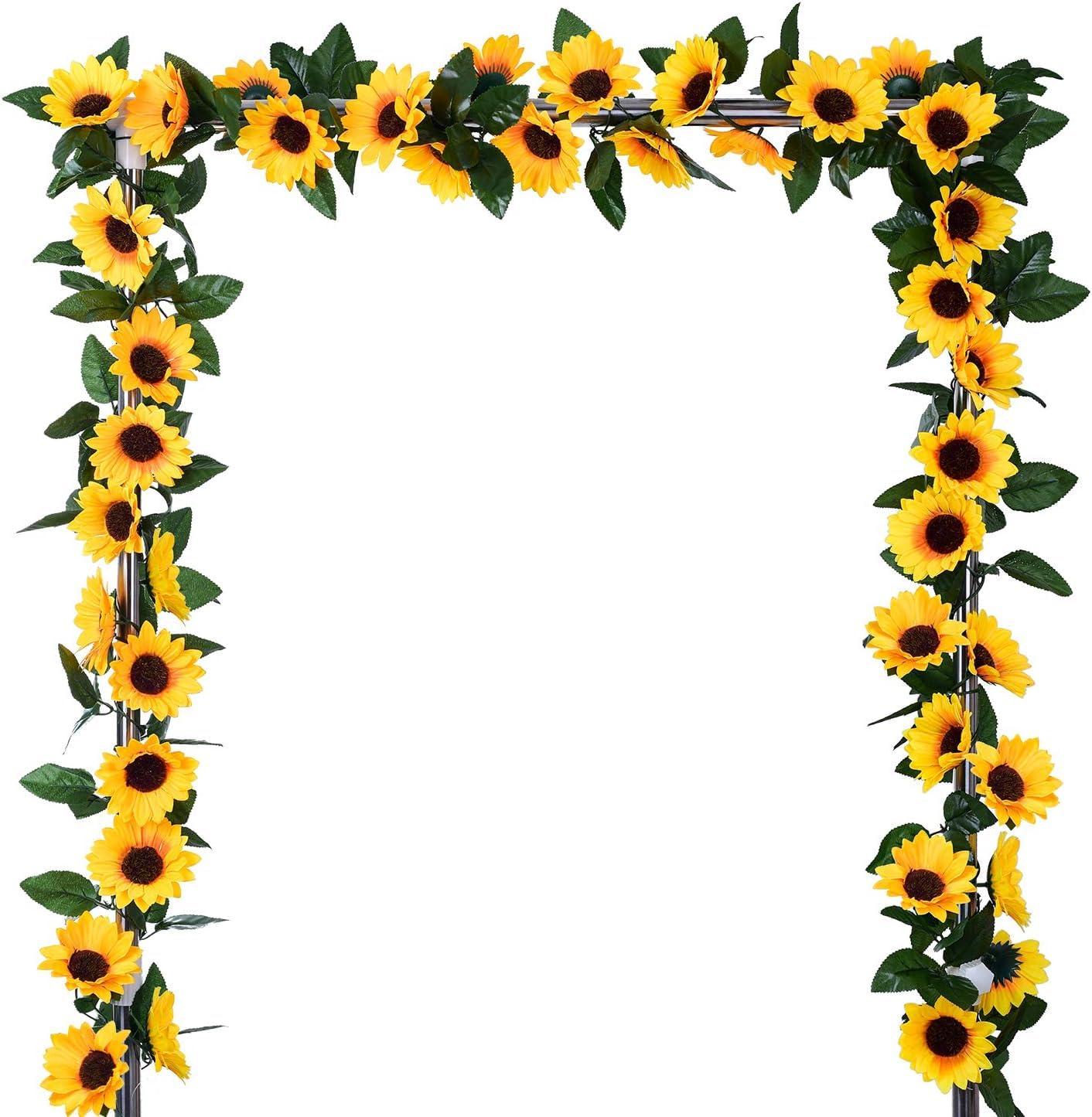 VRB Dec™ 1 Pcs Artificial Flowers Vine Silk Wisteria Garland Fake Ivy,(6 ft Long) Wedding Decoration Diwali/Ganpati/Christmas Decorations Fake Daisy Floral(Sunflower Vine)