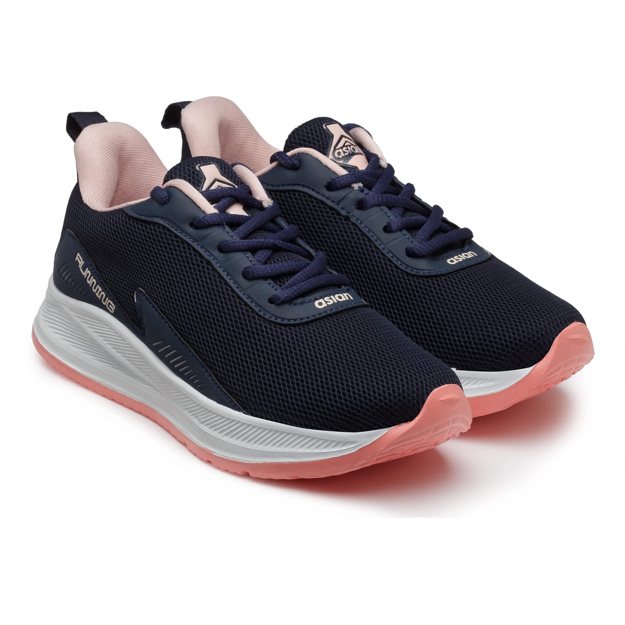 ASIAN FIREFLY-09 Max Cushion Technology Lightweight Eva Sole with Memory Foam Insole Casual & Sports Sneaker Shoes for Women & Girls Navy Pink,UK 8