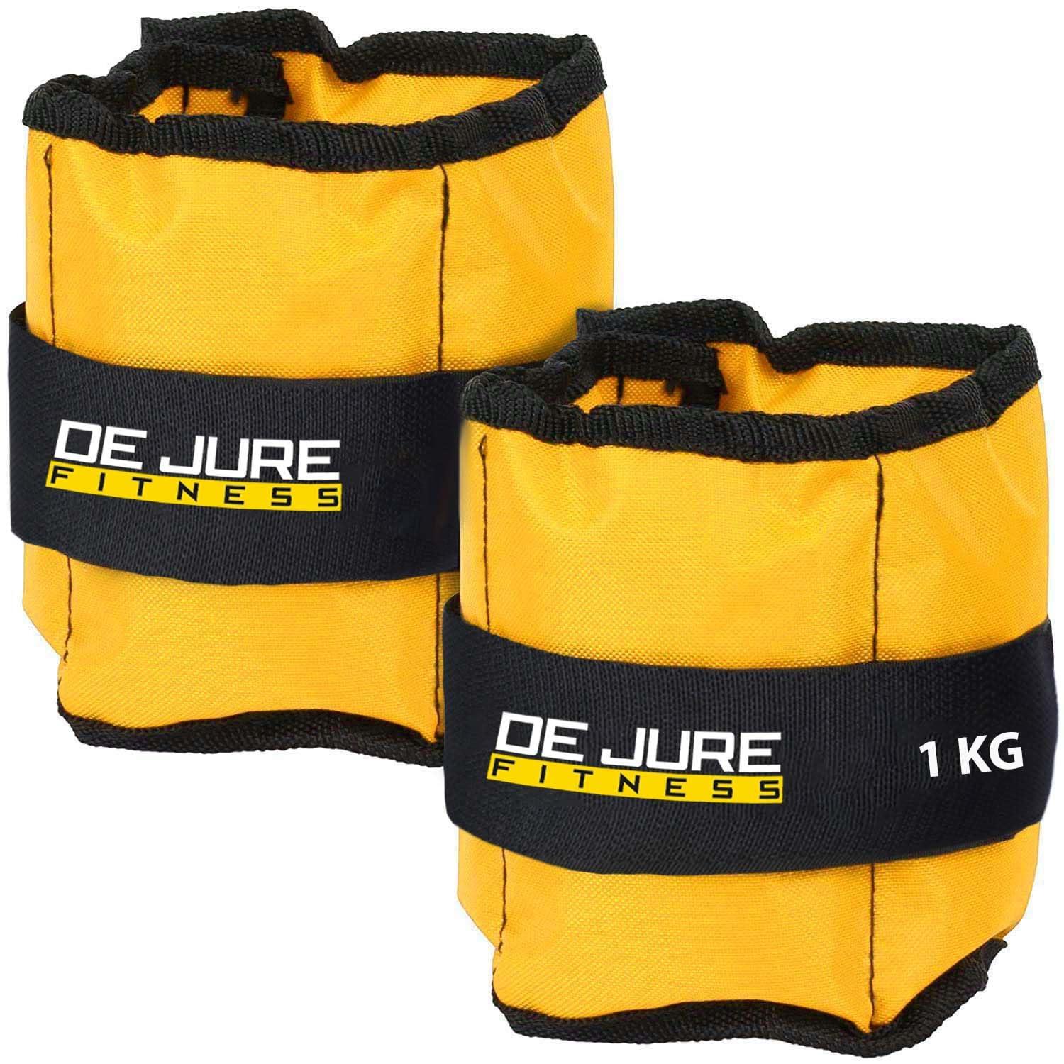 De Jure Fitness Adjustable Ankle & Wrist Weights Pair (1KG x 2) for Men & Women | Strength Training, Walking, Running, Workout, Yoga | Comfortable, Durable | (Yellow)