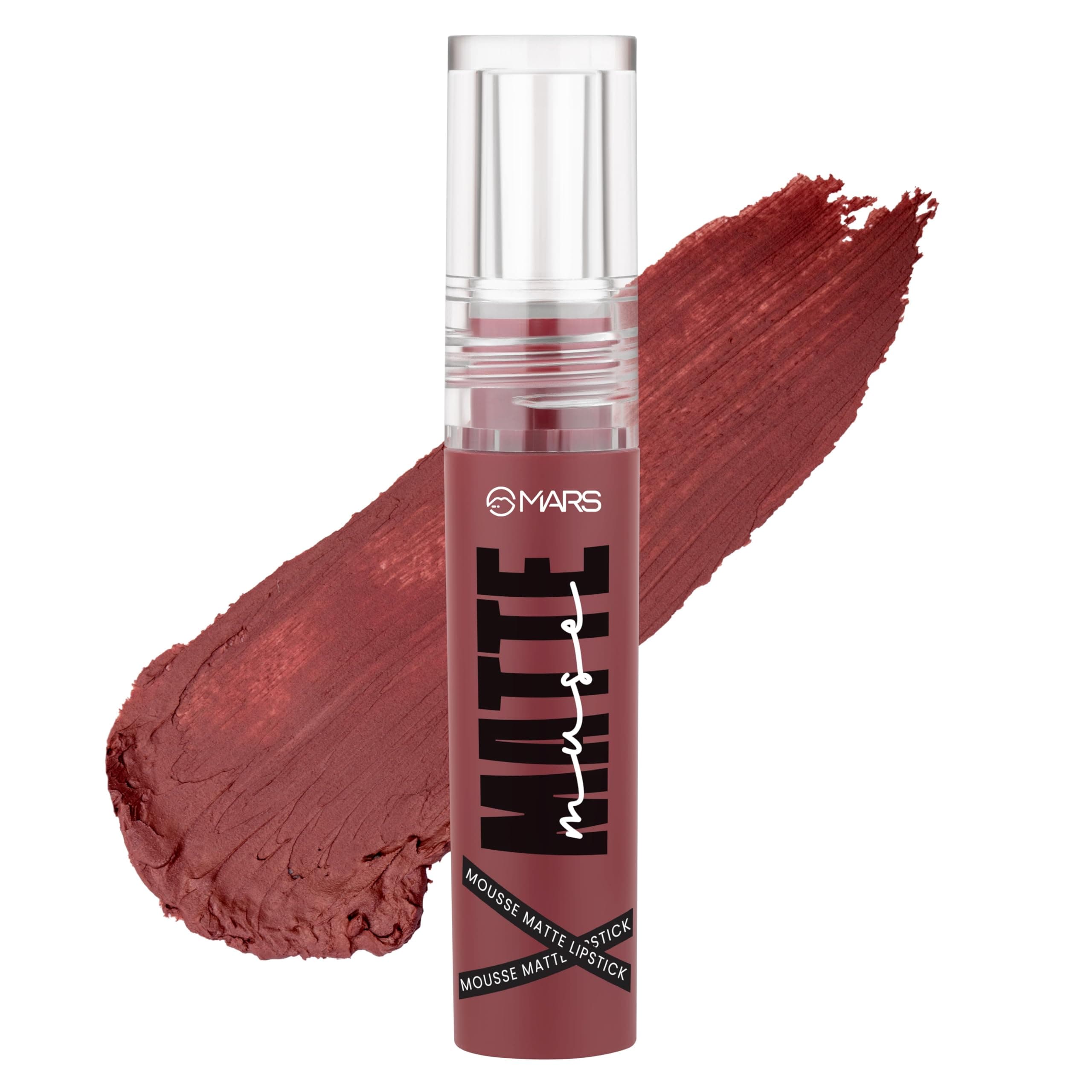 MARS Matte Muse Mousse Lipstick (3ml) (01-LEADING LADY) with Doe-Foot Applicator | Highly Pigmented | Smooth Texture | Hydrating Formula | Blurry Lips Effect