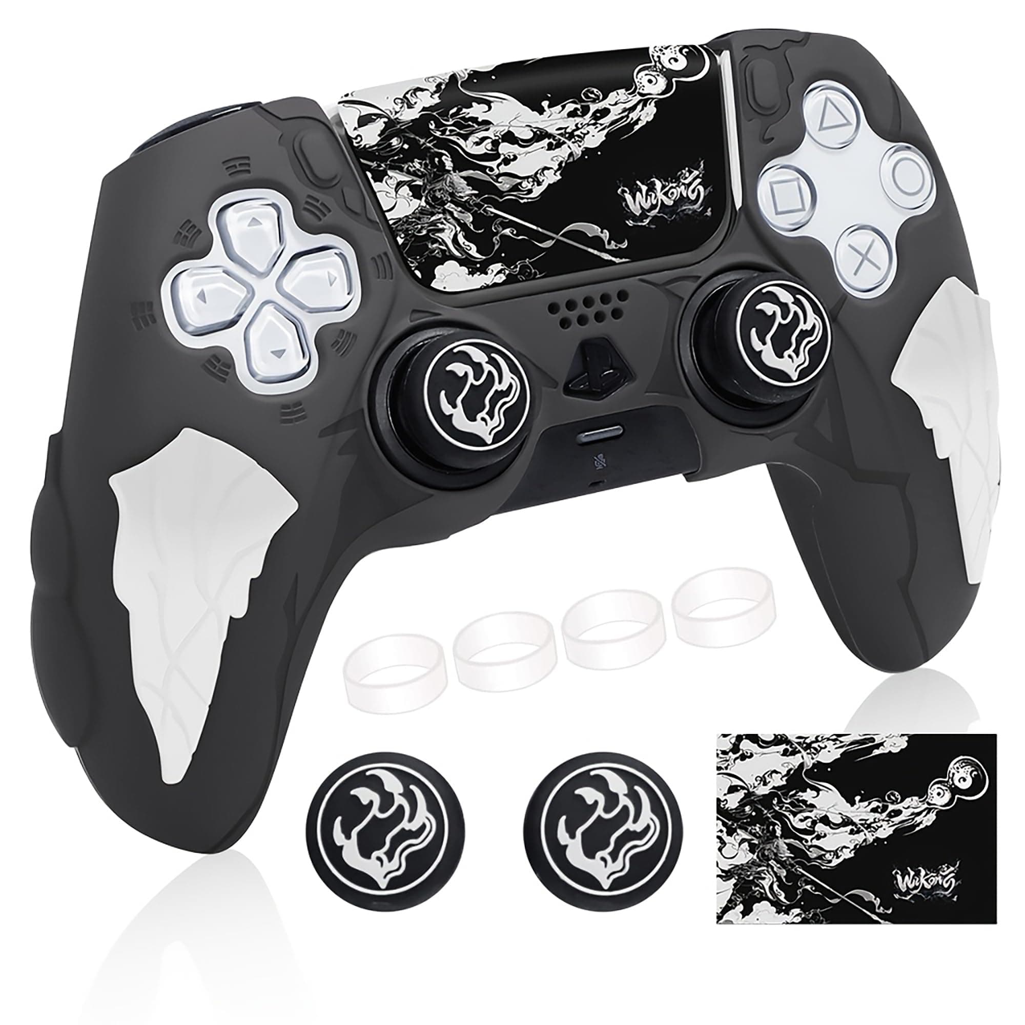 DEADSKULL PS5 Remote Silicone Sleeve – Thunder Edition Themed Anti-Slip Protective Cover Case Compatible with PlayStation 5 DualSense Controller (Black & White)