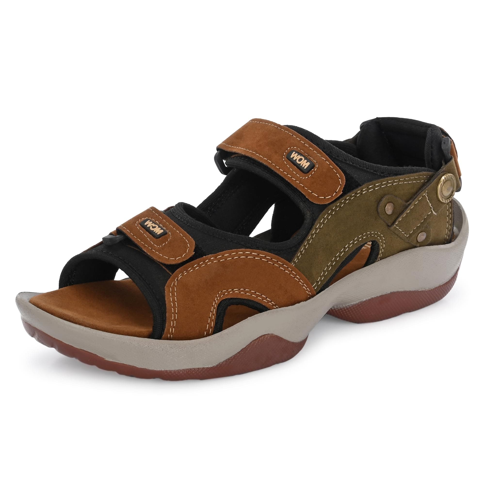 Centrino Sandals for Men |Flat Casual Sandals With Adjustable Velcro Closure For Easy Wear With Flexible Fitting And Trendy | Stylish Sandal With Unique Sole Design for Office & Travel Olive 8 UK (3263)