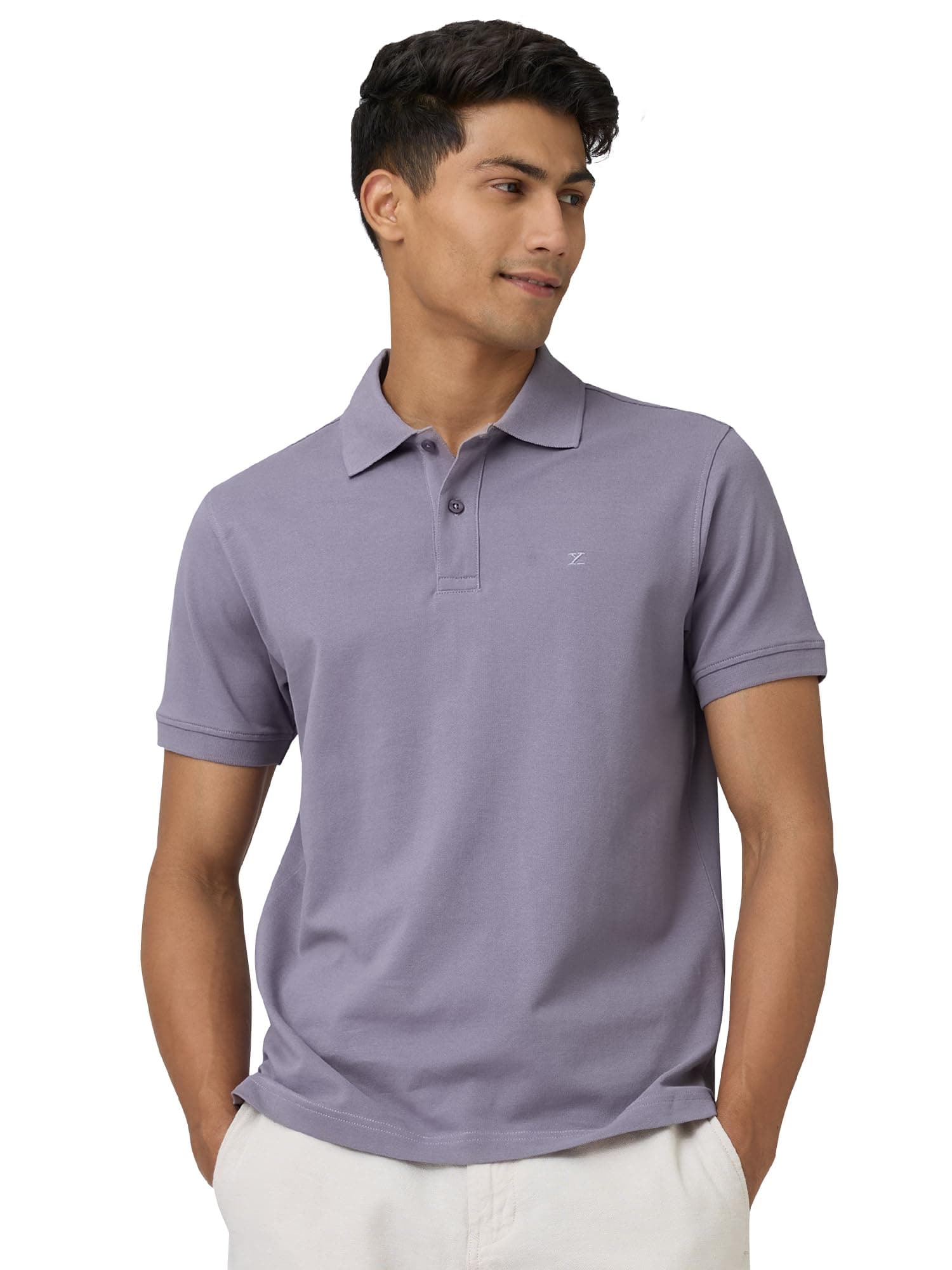 XYXX Men's Polo Tshirt| 100% Combed Cotton | Regular Fit | Solid Polo T-Shirt for Men Misty Lilac