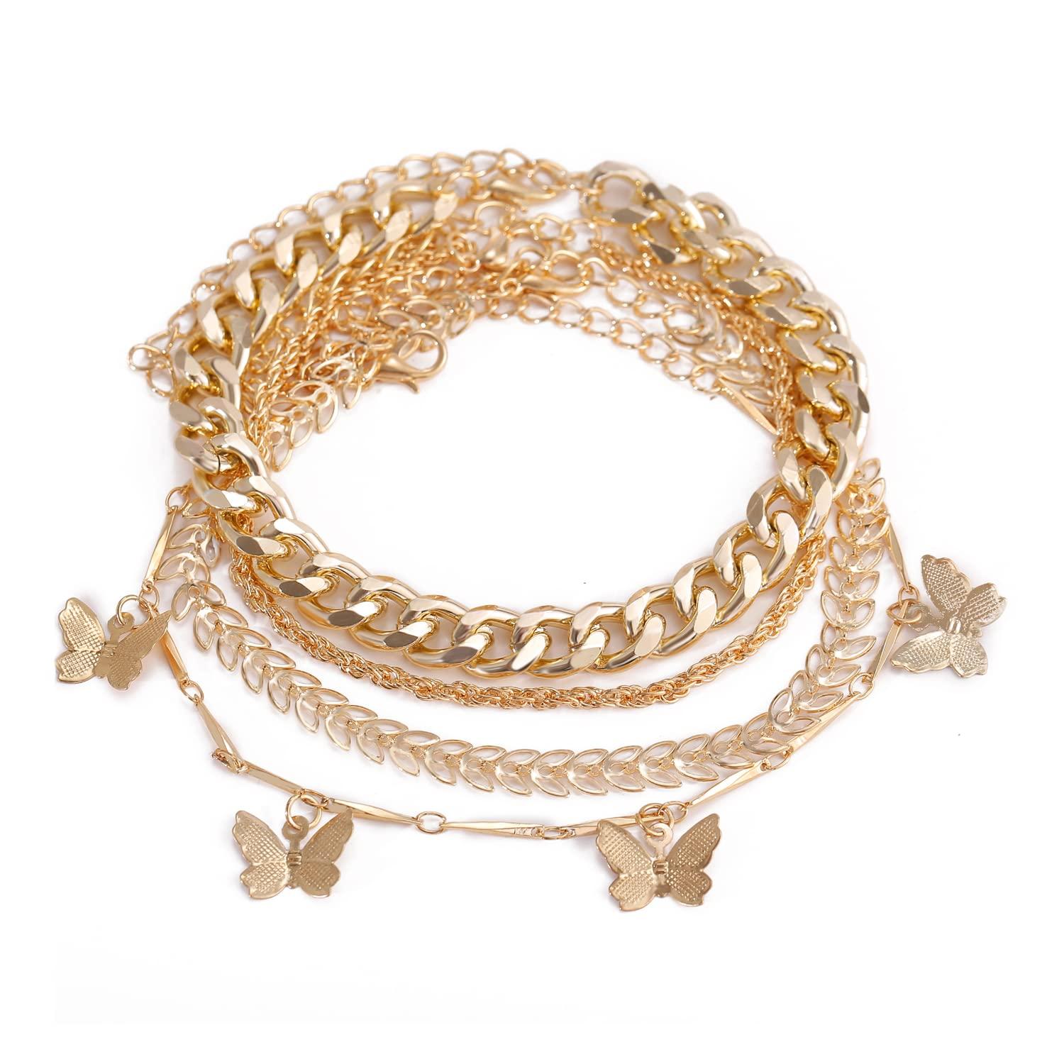 Shining Diva Fashion Latest Stylish Multilayer Gold Plated Bangle Bracelet for Women and Girls (14664b) Set of 4