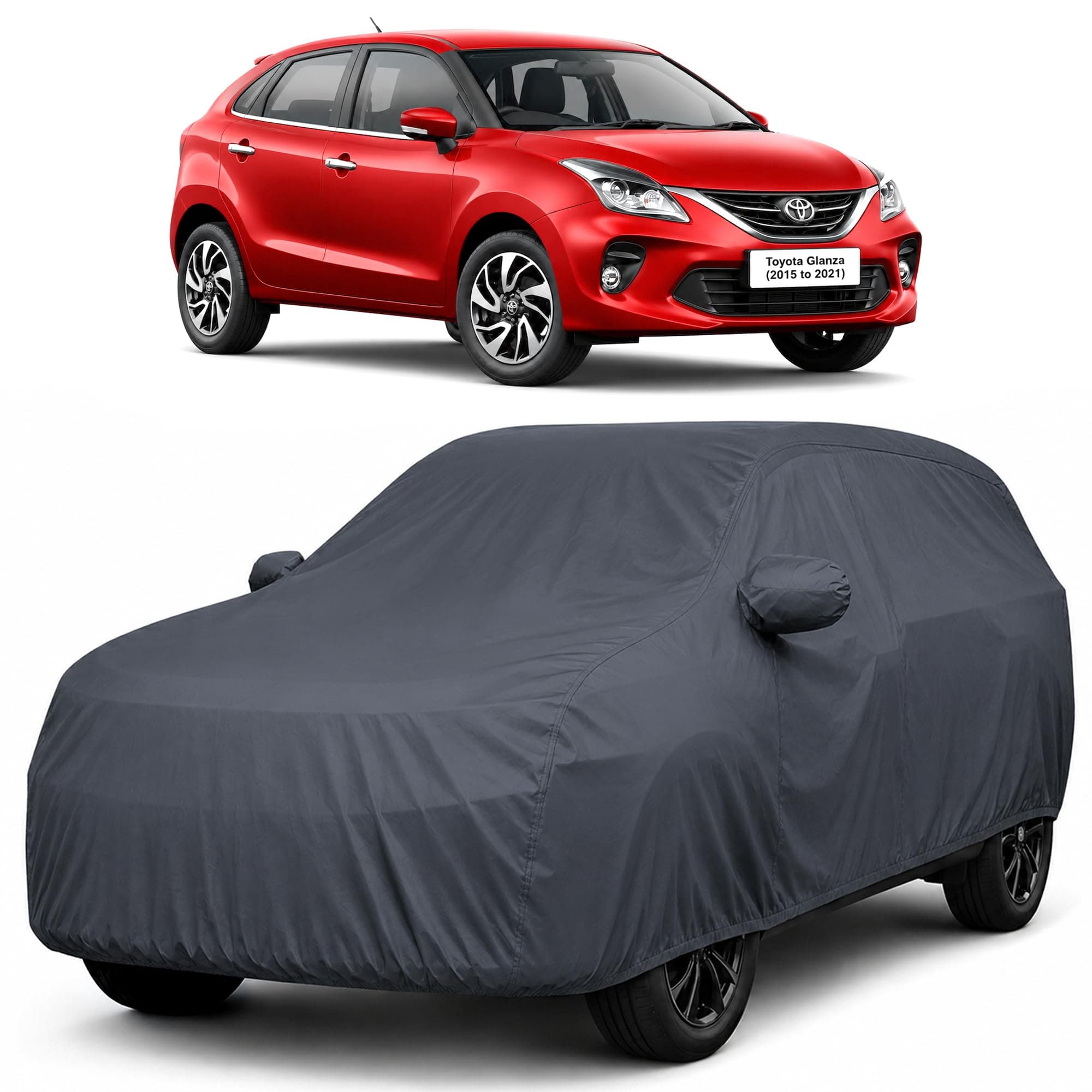 Autofact Car Body Cover Compatible with Toyota Glanza 2015-2021 | Custom Fit Car Cover |100% Waterproof | Triple-Stitched Lightweight Fabric | Dustproof | Indoor & Outdoor Use | Elastic Bottom