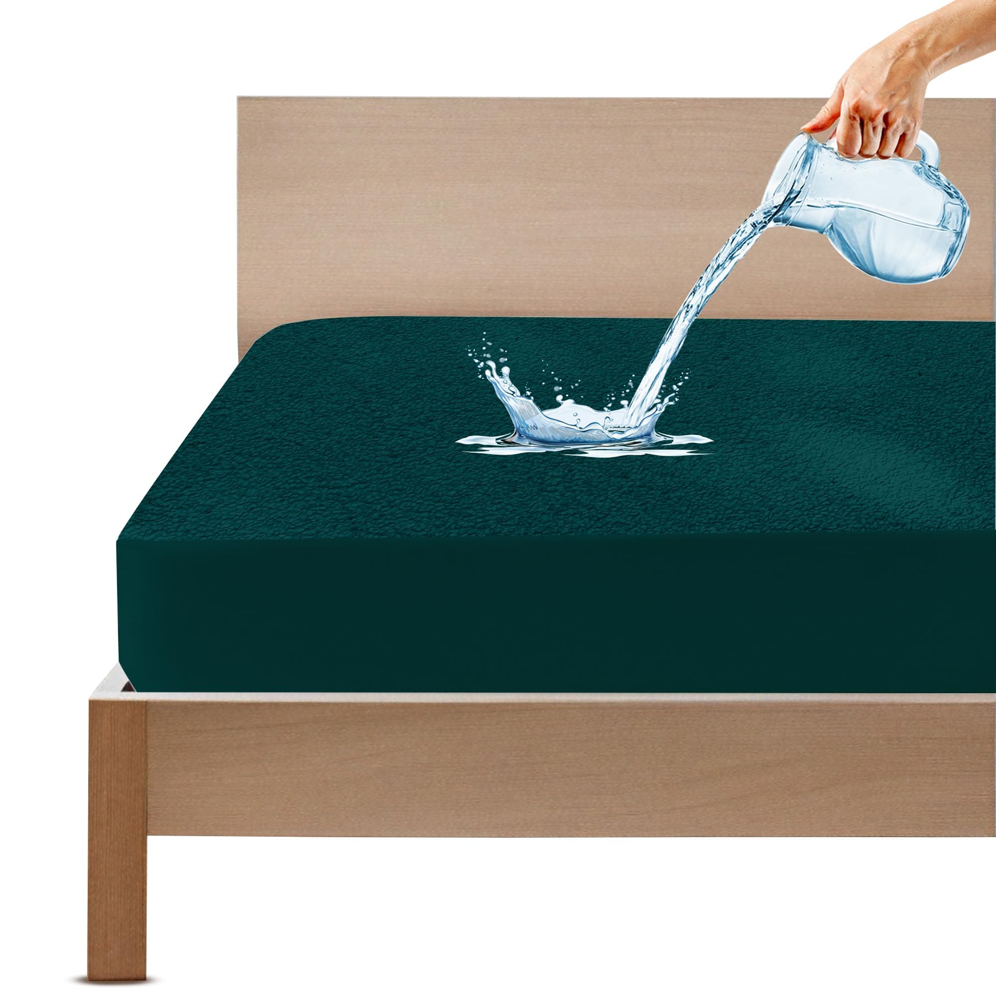 GADDA CO Cotton Feel Terry Ultra Soft 100% Waterproof Mattress Protector King Size, Breathable & Hypoallergenic Mattress Cover, Bed Protector King Size - 78x84 Inch (6.5x7 Ft), Peacock