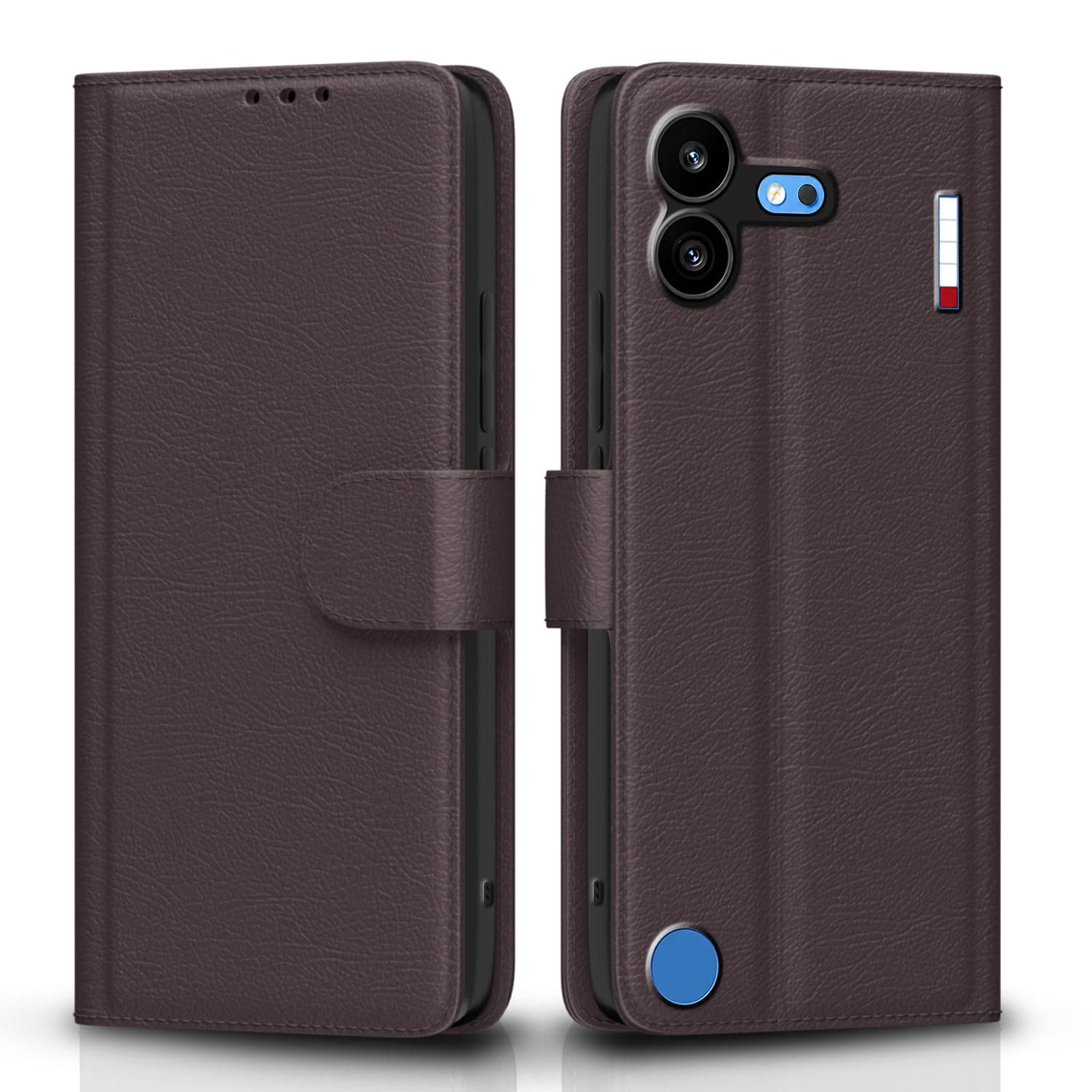 Pikkme Flip Cover for Nothing Phone 4b 5G Leather Finish | Inside TPU with Card Pockets | Wallet Stand and Shock Proof | Complete Protection Flip Case (Coffee)