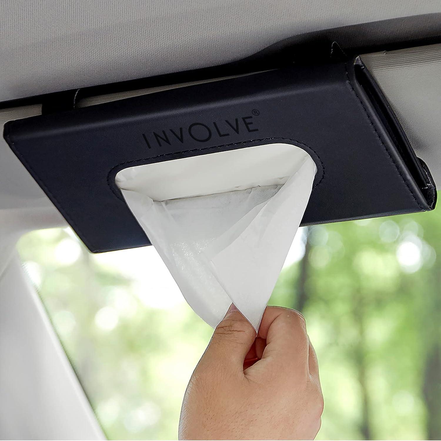Involve Car Visor Leather Tissue Holder - Black |Sun Visor Napkin Holder|car Dashboard Decoration Items | car Visor Tissue Holder|car Tissue Holder Dashboard| Car Tissue Holder| Tissue Holder for car
