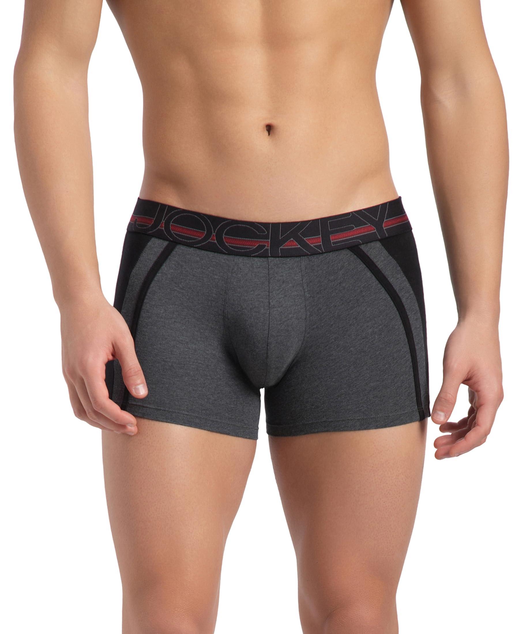 Jockey US21 Men's Super Combed Cotton Elastane Stretch Solid Trunk with Ultrasoft Waistband_Charcoal Melange_M