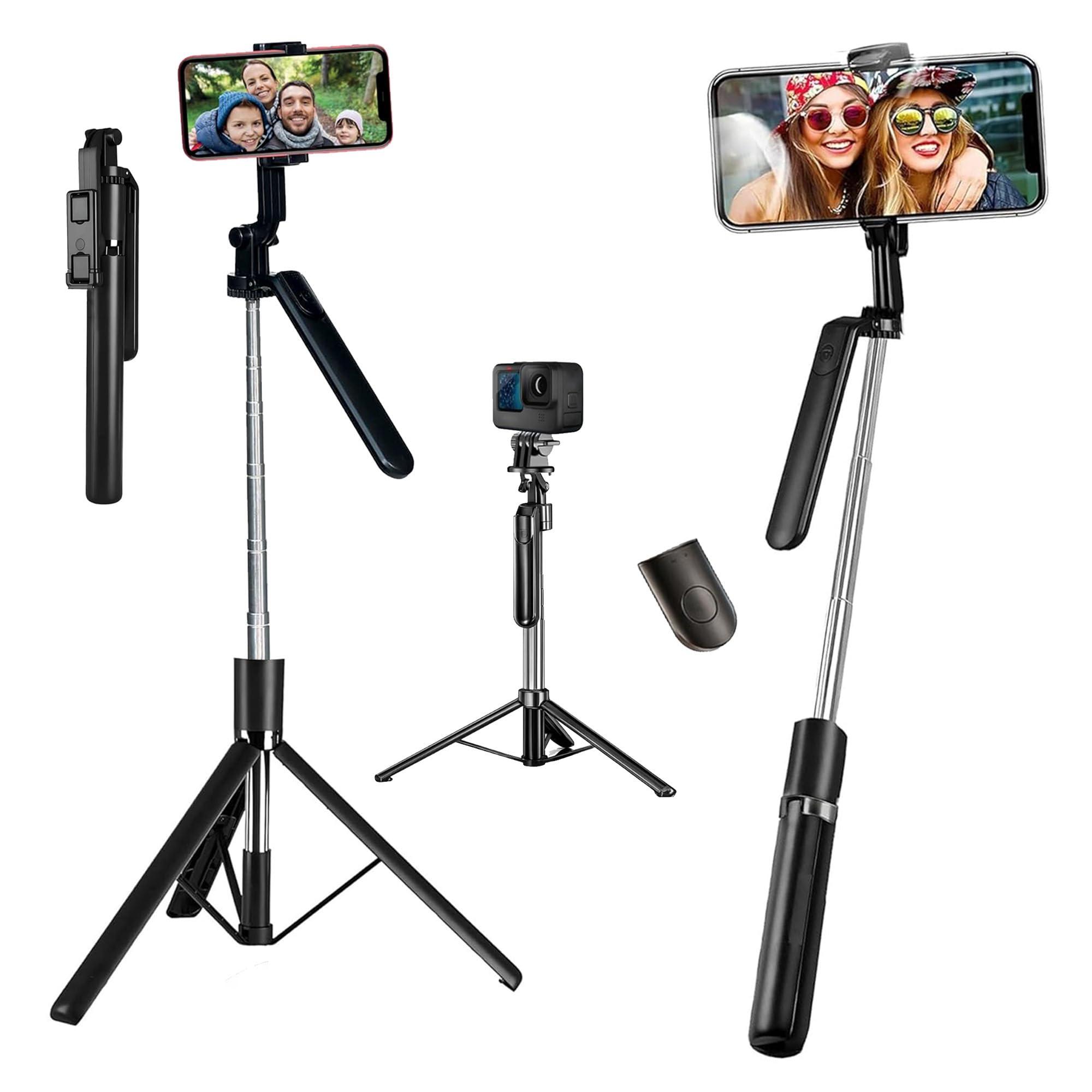 Kratos K18V2 Long Selfie Stick Tripod Stand 67 inch/1.7 M, 360° Rotation Handle for Anti Shake Shooting Tripod, Multifunctional Bluetooth Tripod for Mobile Phone for Vlogging, Live Stream & Travel