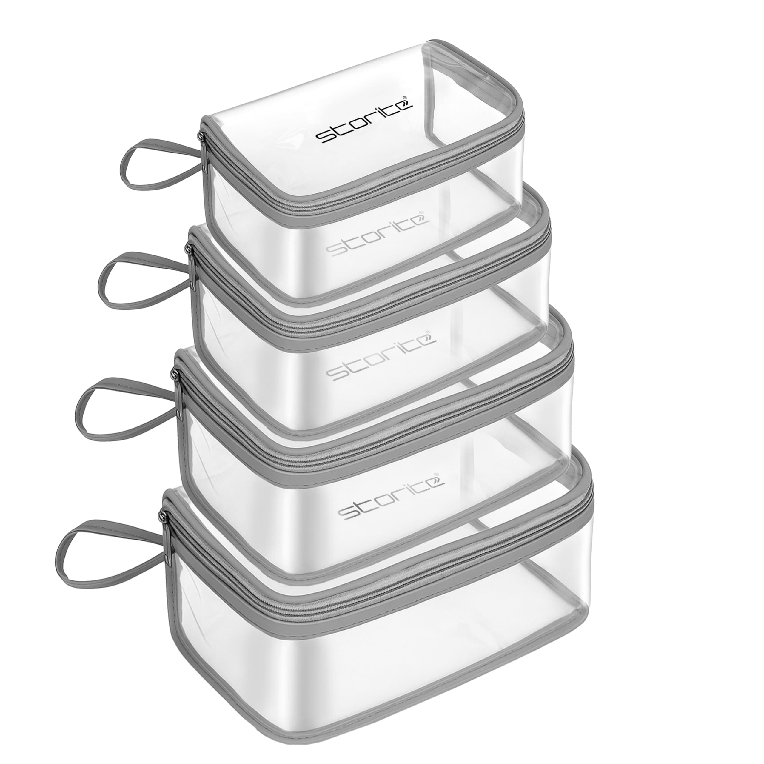 Storite Set of 4 Transparent Travel Pouch Set for Makeup & Toiletries