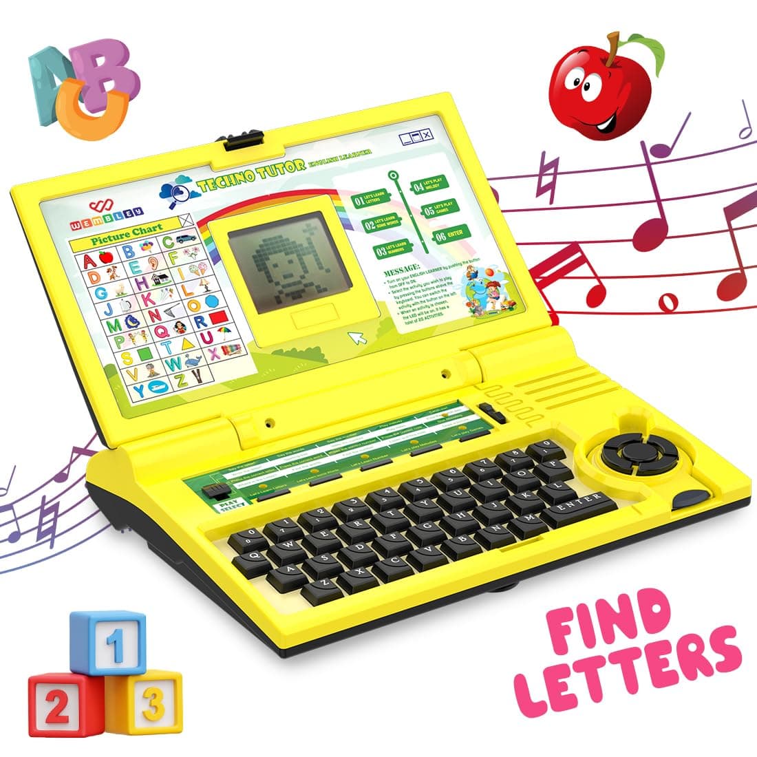 Wembley Kids Laptop Educational Computer Toys for 3+ Year Old Boy with Mouse|20 Fun Activity Electronic Learning Machine,Now Learn Letter,Words,Games,Mathematics,Music,Logic,Memory Tool,Multi Color