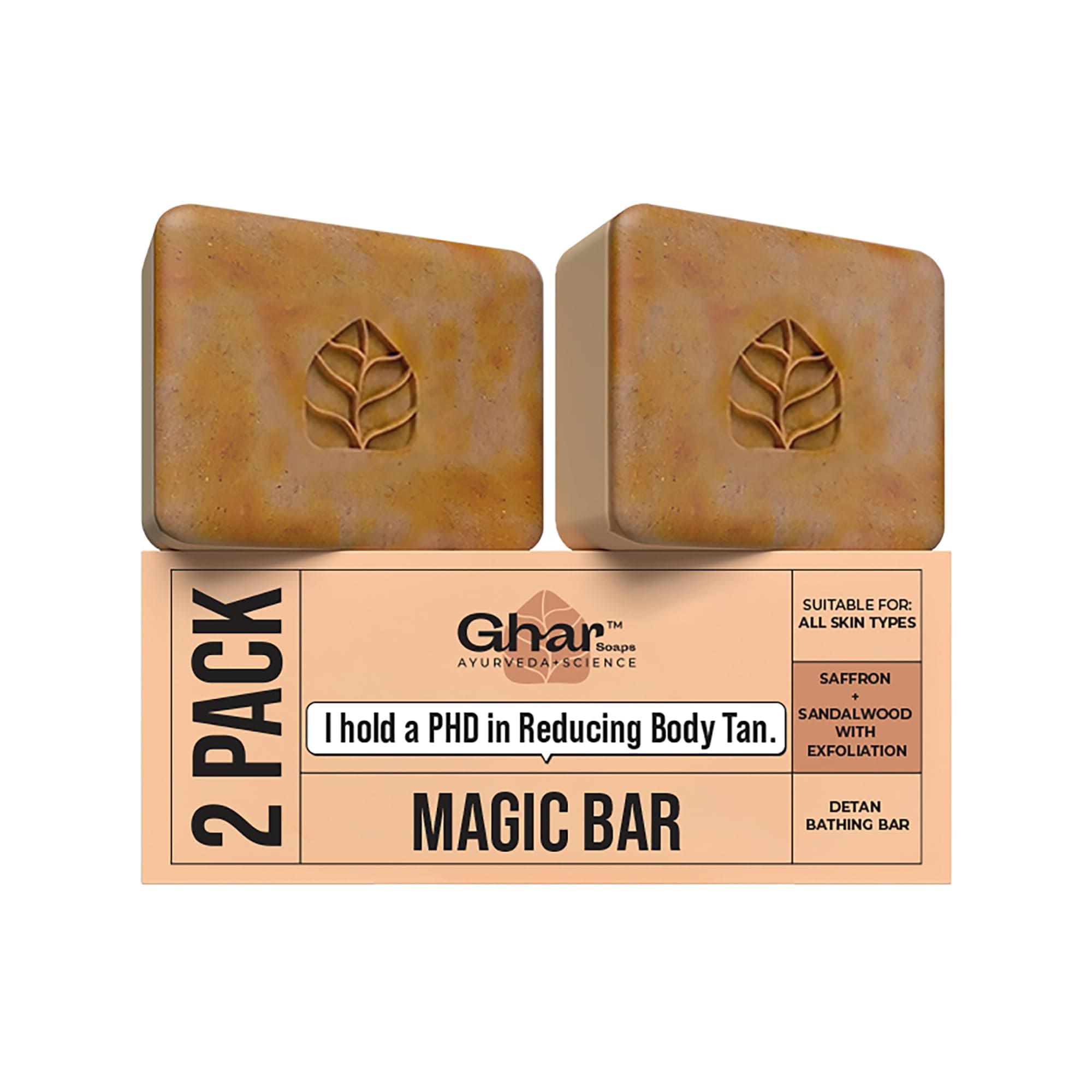 Ghar Soaps Sandalwood & Saffron Magic Bar For Bath (100 Gms Pack Of 2) | Paraben Free | Chandan & Kesar Bath Soap | Handmade Soaps For Glowing | Skin Brightening Soap For Men & Women