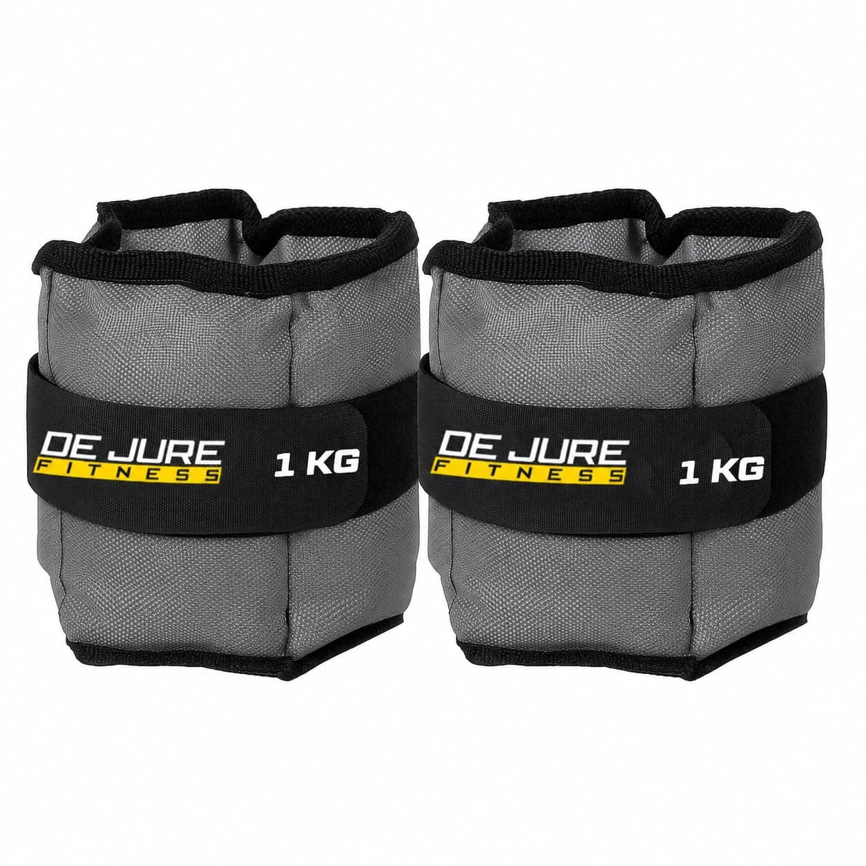 De Jure Fitness Adjustable Ankle & Wrist Weights Pair (1KG x 2) for Men & Women | Strength Training, Walking, Running, Workout, Yoga | Comfortable, Durable | Grey – 2KG