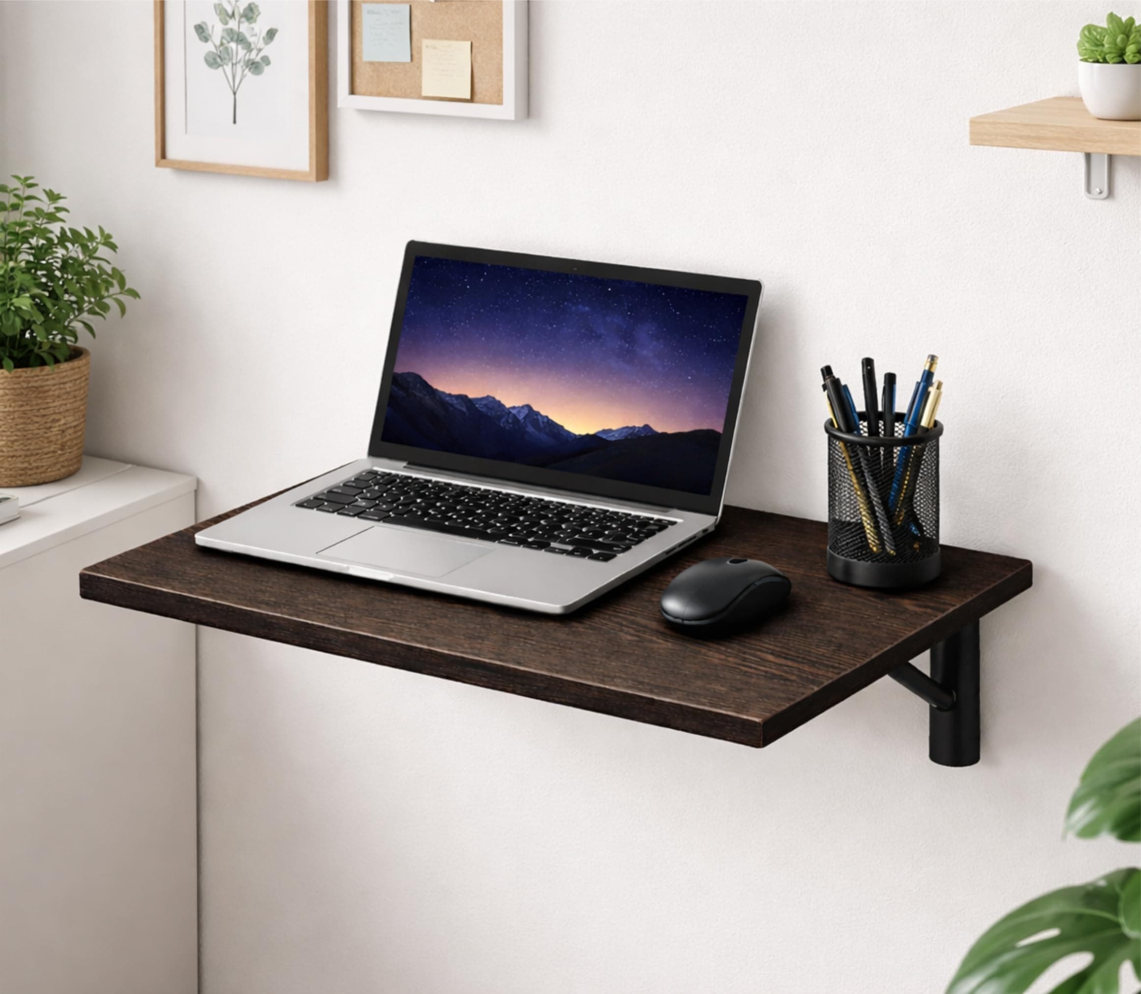 Enigmatic Woodworks Wall Mounted Folding Study Table | Space Saving Foldable Laptop Desk for Home & Office | Engineered Wood Wall Mount Table (Wenge, 60 * 40 cm)