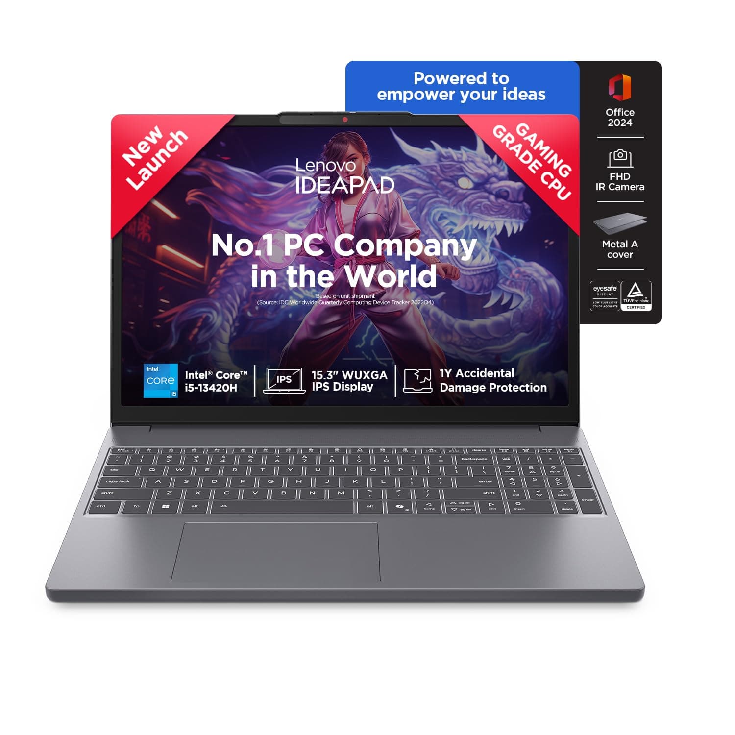 Lenovo IdeaPad Slim 3, 13th Gen Intel Core i5 13420H, 24GB RAM, 1TB SSD, WUXGA IPS, 15.3"/38.8cm, Windows 11, Office 2024, Grey, 1.6Kg, Backlit Keyboard, 1Yr ADP Free, 83K100PLIN/83K1010FIN, Laptop