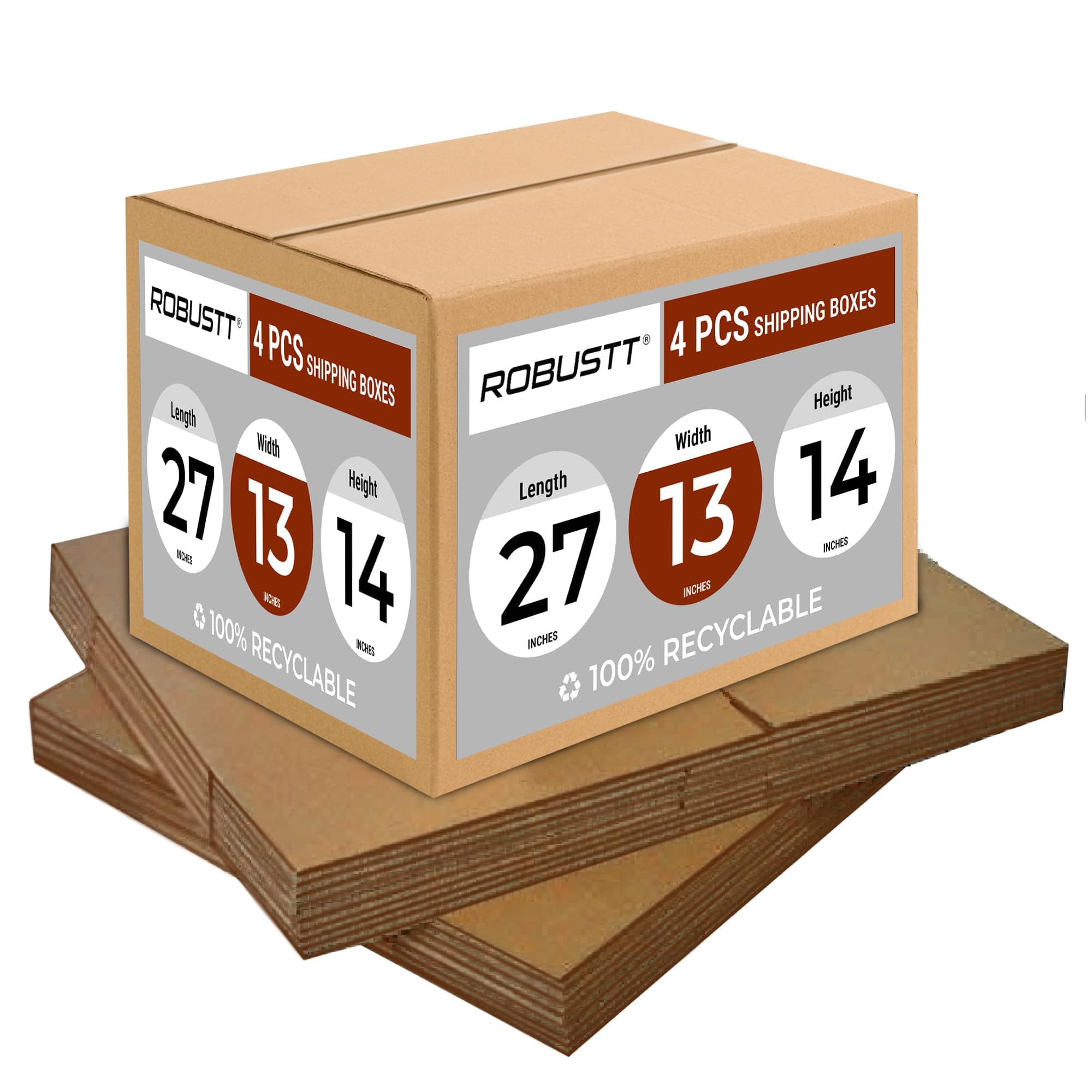 Robustt 5 Ply 27"X13"X14" Cardboard Boxes for Packaging (Pack of 4) | Brown Corrugated Box for Packing | Shipping | Home Shifting | Parcel | Courier Packing box | Large Carton Box