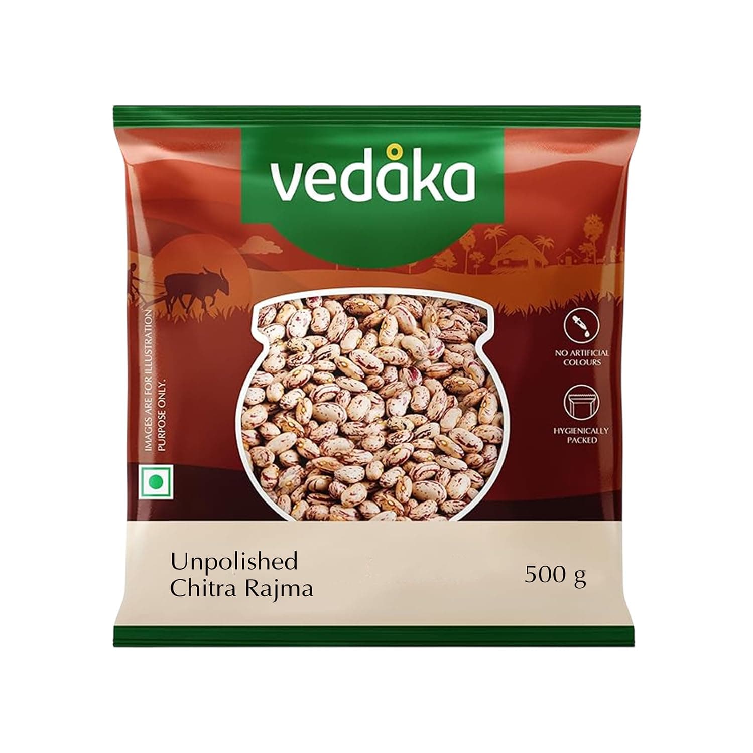 Amazon Brand - Vedaka Unpolished Chitra Rajma | 500 g | Good Source of Plant-Pased Protein | Premium Kidney Beans | No Artificial Preservatives