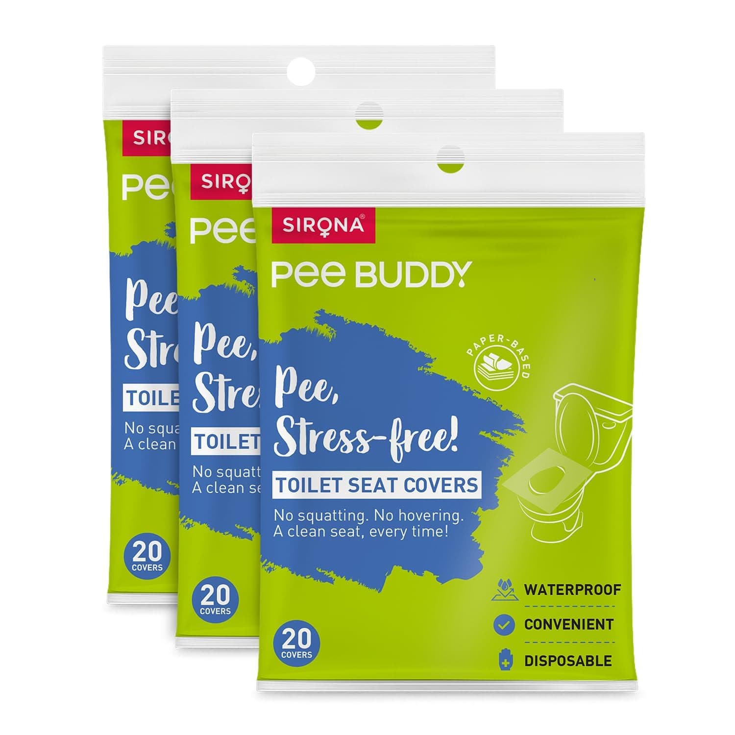PEE BUDDY Disposable Toilet Seat Covers - 20 Sheets (Pack of 3)| No Direct Contact with Unhygienic Seats | Easy To Dispose | Nature Friendly | Must Have For Women and Men