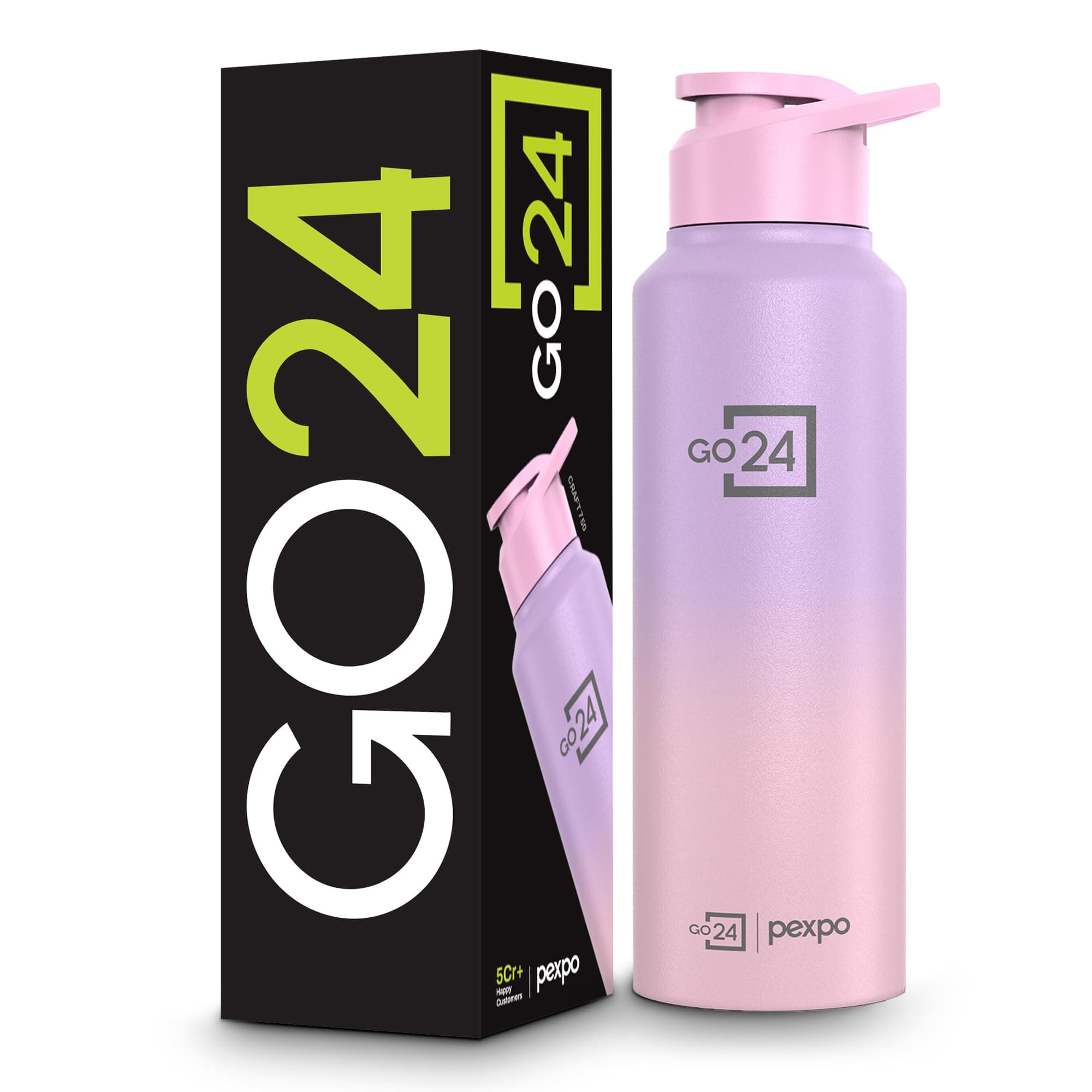 Go24 pexpo Stainless Steel Water Bottle Craft Pink-Purple Ombre 750ml