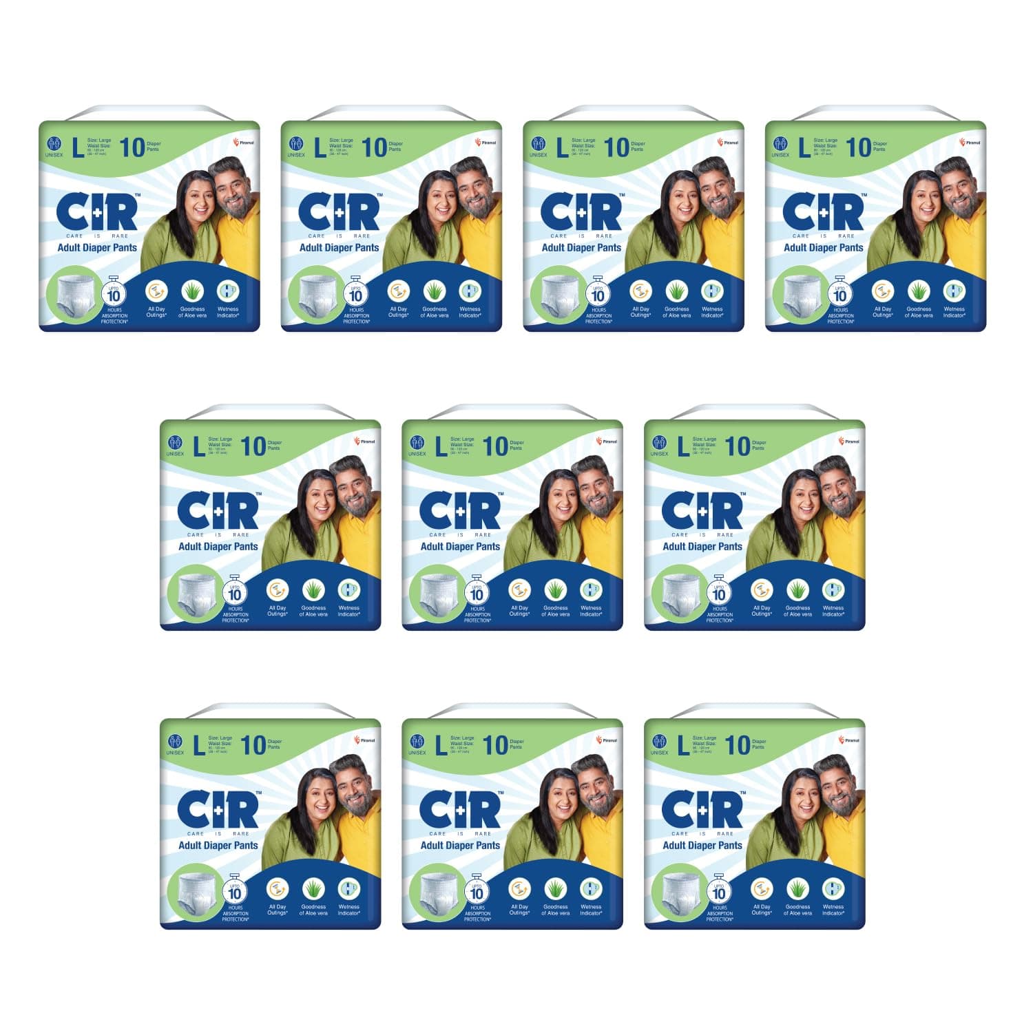 CIR Adult Diaper Pants Style | Adult Diaper Large Size (L)|Waist (90-120cm I 35" - 47") |10 hr Absorption-Protection | Unisex with Wetness Indicator | Odour Control | Goodness of Aloe Vera | 100 Units