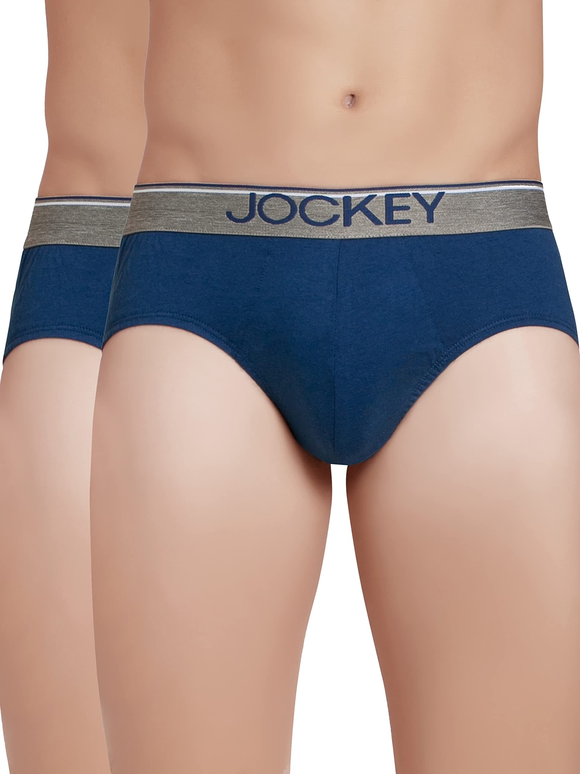 Jockey Men's Cotton Regular Briefs (Pack of 2) (8037-02_Estate Blue_M)