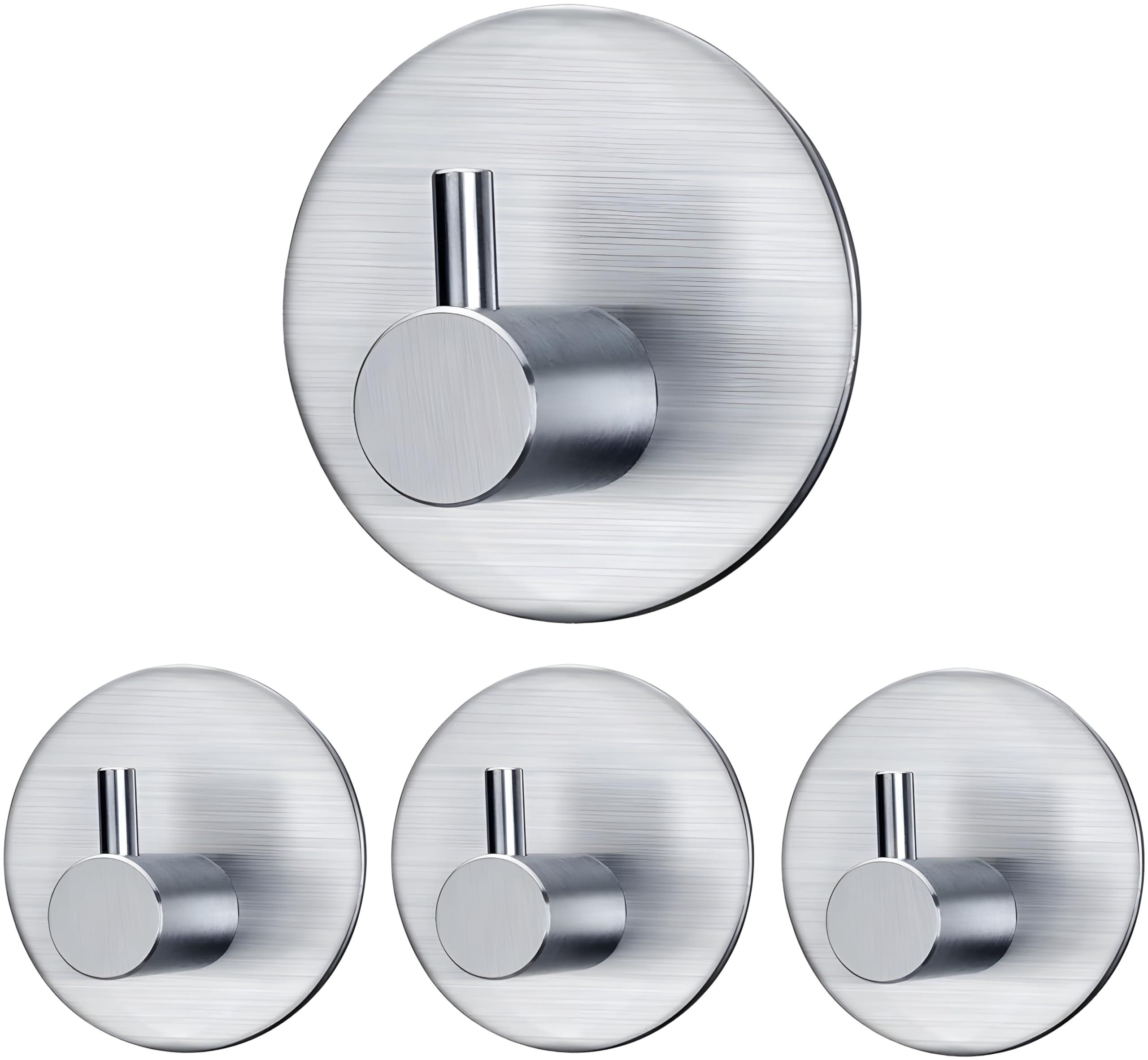 JIALTO Adhesive Hooks Heavy Duty Stick on Wall Hooks Towel Hooks Door Hooks Waterproof Stainless Steel Adhesive Towel Hooks Adhesive Holders for Hanging Clothes Bathroom Adhesive Hook 4 Pack