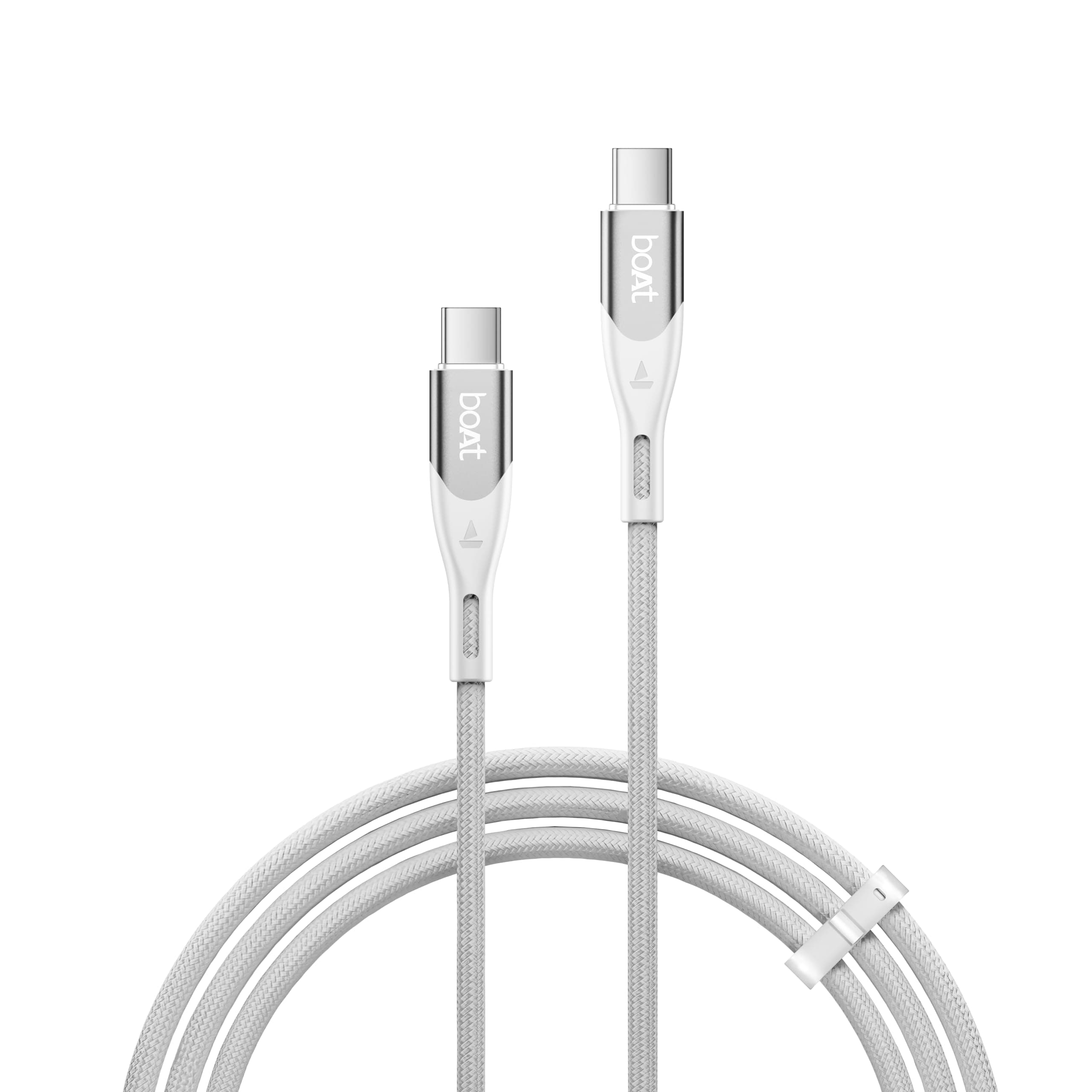 boAt Type C to C 65W Fast Charging Cable with 480 Mbps Data Transfer, Tangle-Free Cable in Premium Nylon Braided Design (Arctic White)