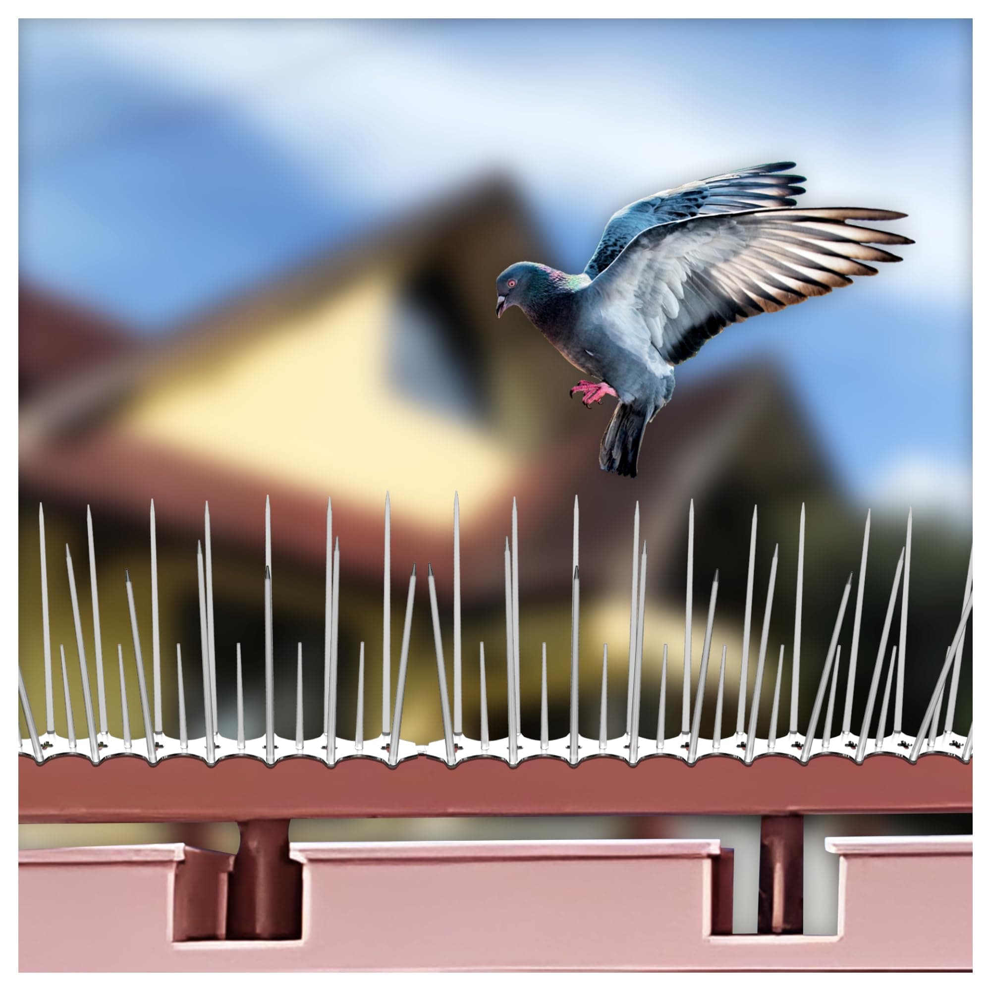 SWAPKART (Pack of 10) Bird and Pigeon Spikes, Pigeon Control Spikes Anti Bird Plastic Spikes for AC Balcony Railing Window Home Protection from Pigeon Dog Monkey Crow Kabootar Transparent