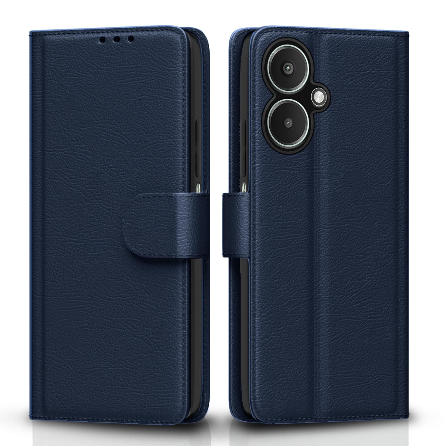 Pikkme Flip Cover for Redmi 13C 5G| Leather Finish | Shockproof with Card Pockets & Wallet Stand | Ultimate Protection Case (Blue)