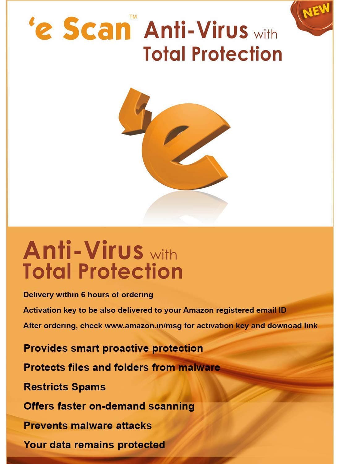 ESCANAV eScan Antivirus with Total Protection Version 11 - 3 PC, 1 Year (Email Delivery in 2 Hours - No CD)