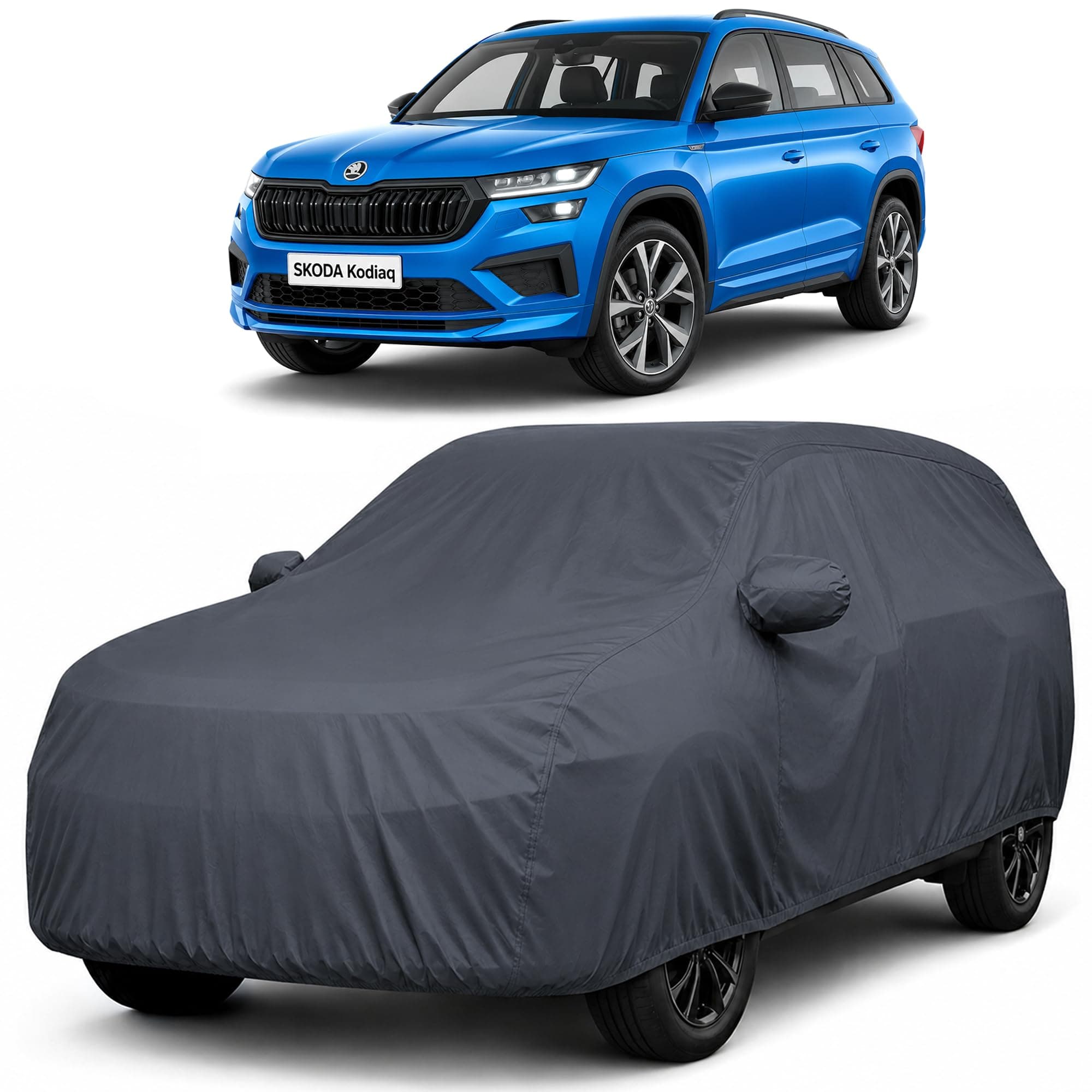 Autofact Car Body Cover Compatible with Skoda Kodiaq | Custom Fit Car Cover |100% Waterproof | Triple-Stitched Lightweight Fabric | Dustproof | Indoor & Outdoor Use | Elastic Bottom