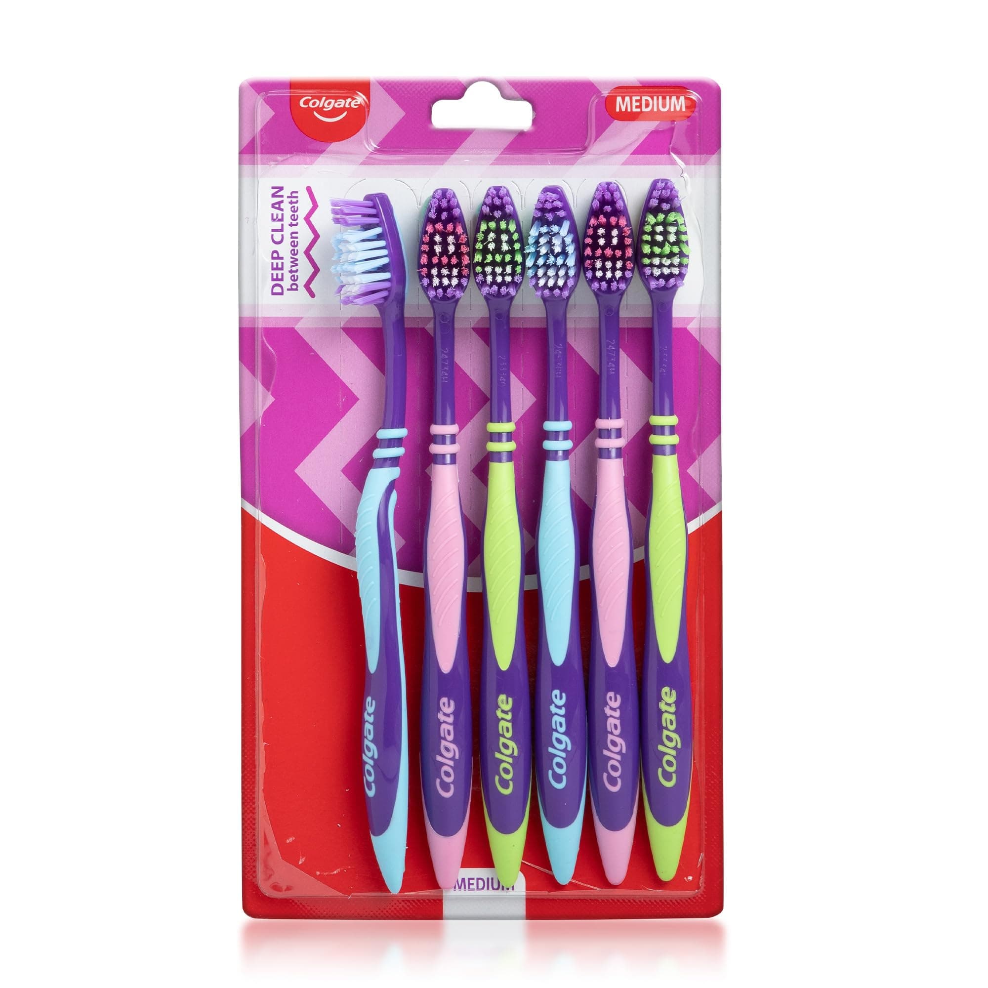 Colgate ZigZag Toothbrush Set of 6 |Medium Bristles| Deep Clean(Multicolor)