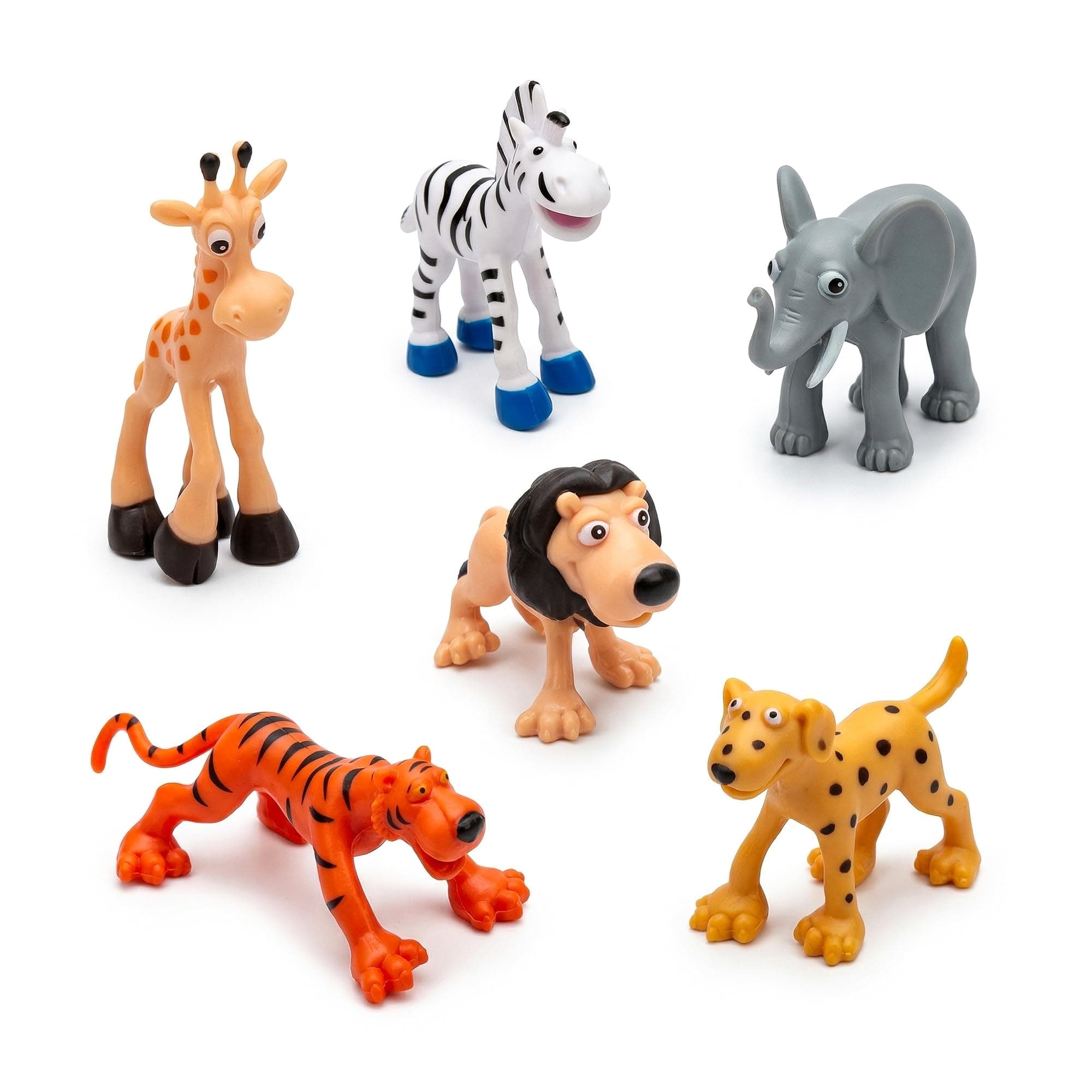 Animals Set of 6 Animals Figure Mini Animal Toy Set for Kids – Wild Jungle Animal Figures (Lion, Tiger, Elephant, Giraffe, Zebra, Leopard) Educational Learning Toys for Boys & Girls Jungle Toys