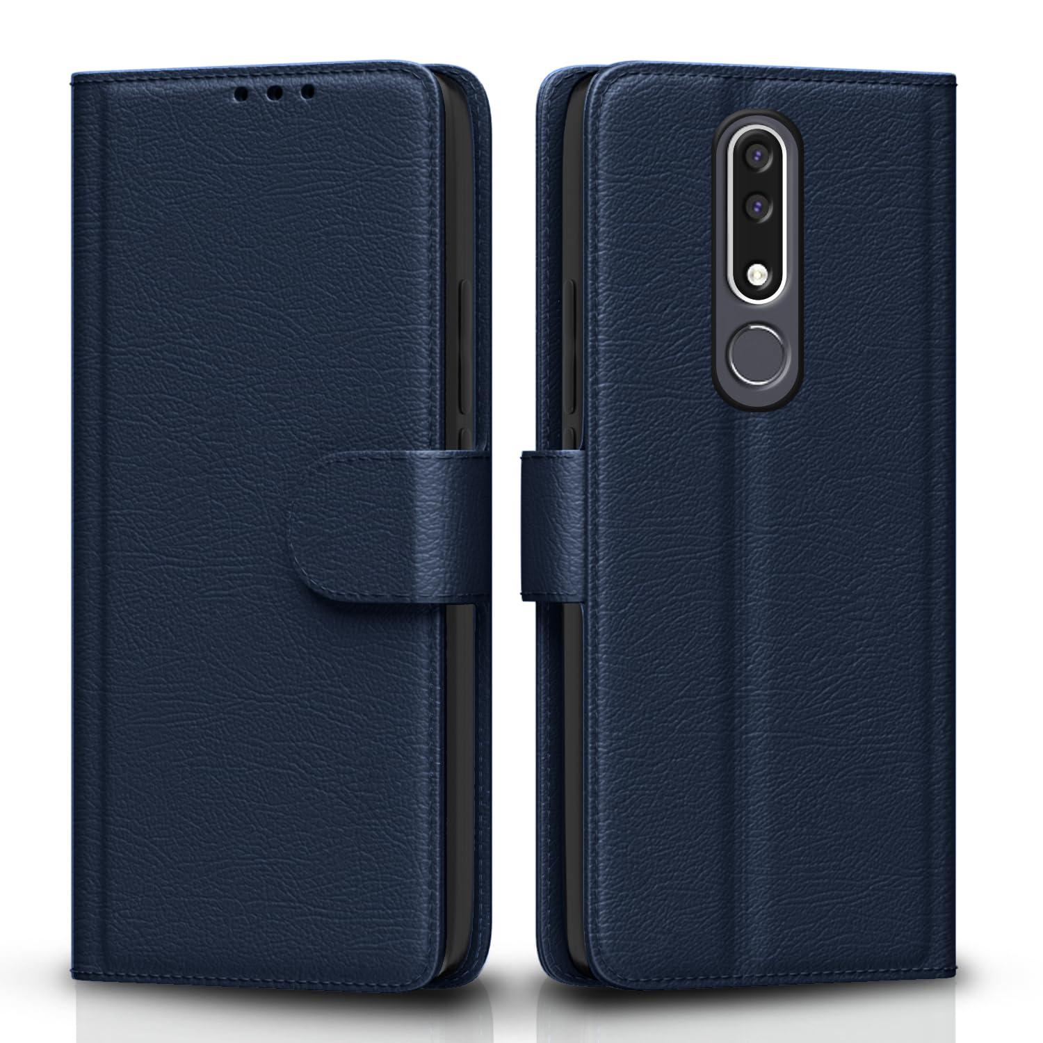 Pikkme Flip Cover for Nokia 3.1 Plus Leather Finish | Inside TPU with Card Pockets | Wallet Stand and Shock Proof | Complete Protection Flip Case (Blue)