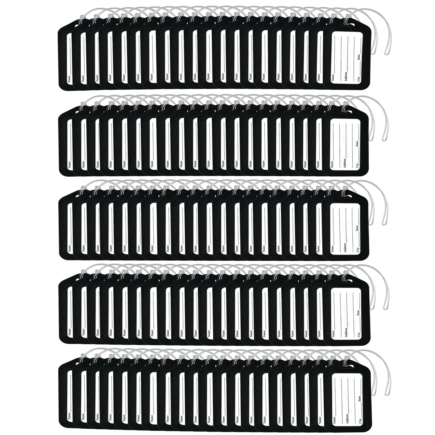 Storite Pack of 100 Luggage Tags, Smart Tag for Travel suitcases (Black)