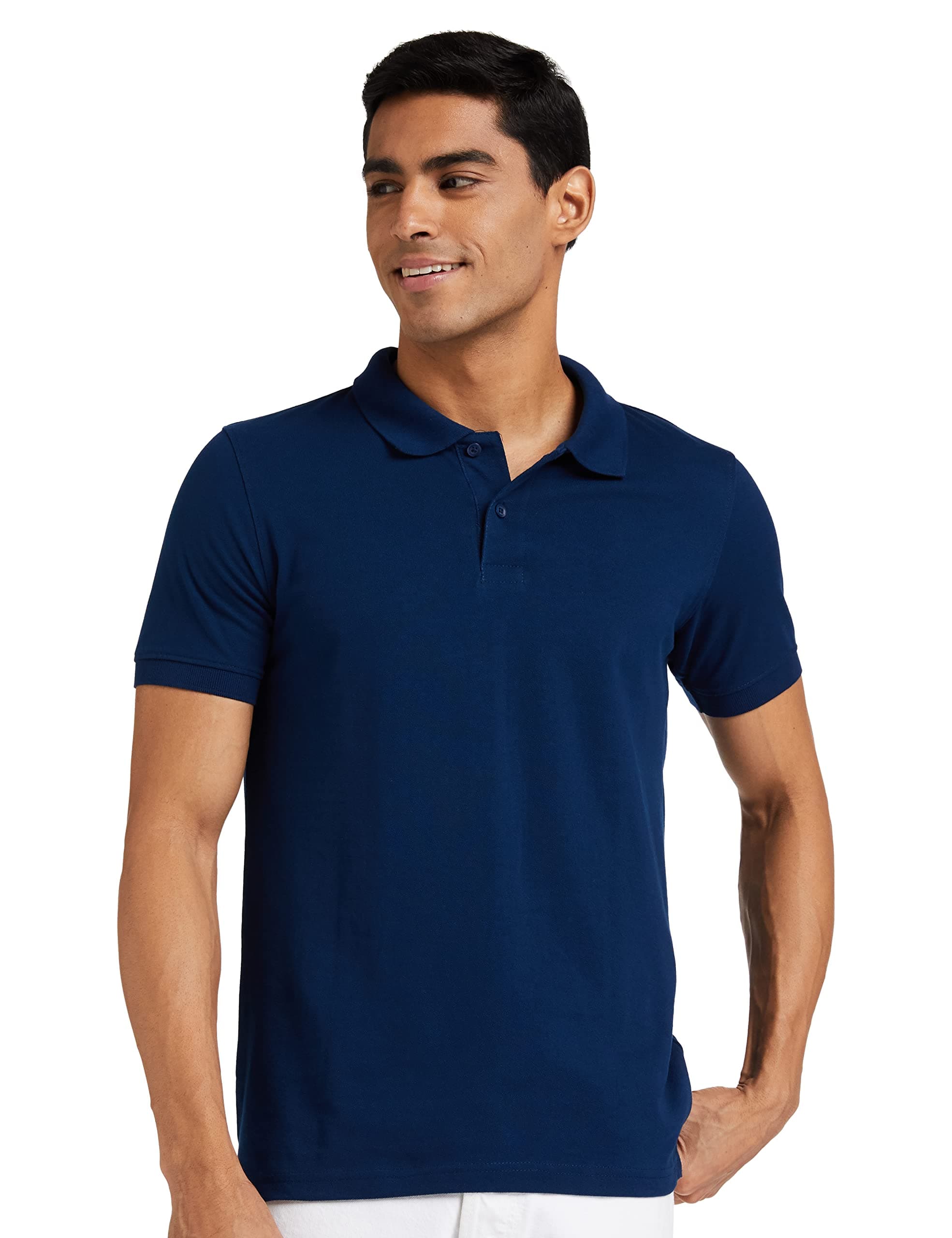 Amazon Brand - Symbol Men's Solid Regular Polo Shirt (SS19PLS3_Poseidon Blue L)