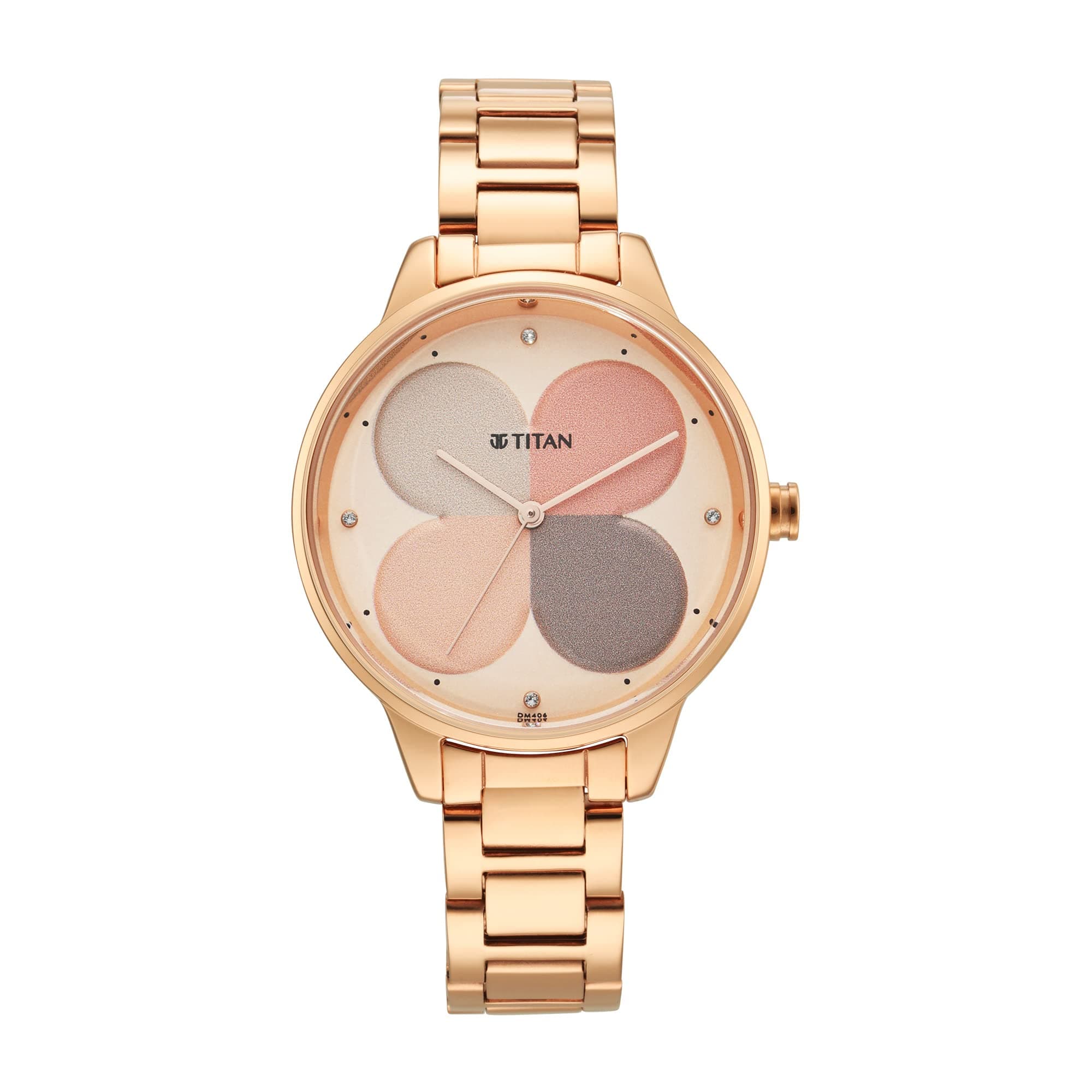 Titan Purple Glam It Up Quartz Analog Multicolor Dial Rose Gold Stainless Steel Strap Watch for Women - NT2648WM02