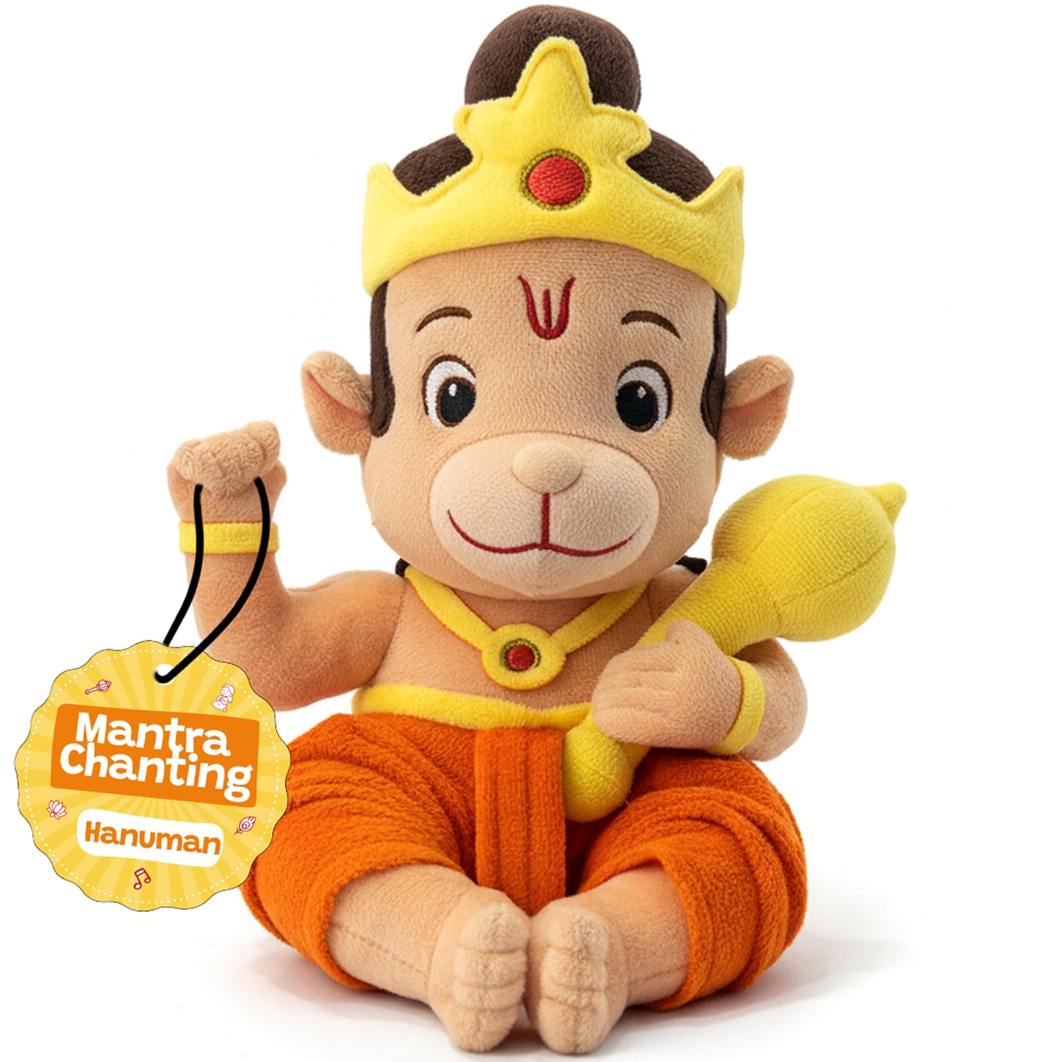 WonderBuddy Divine Mantra Chanting Baby Hanuman with 8 Preloaded Mantras & Aartis, Musical Soft Plush Toy, Best Return Gift for Infants, Toddlers & Kids (Medium - 25 Cm)