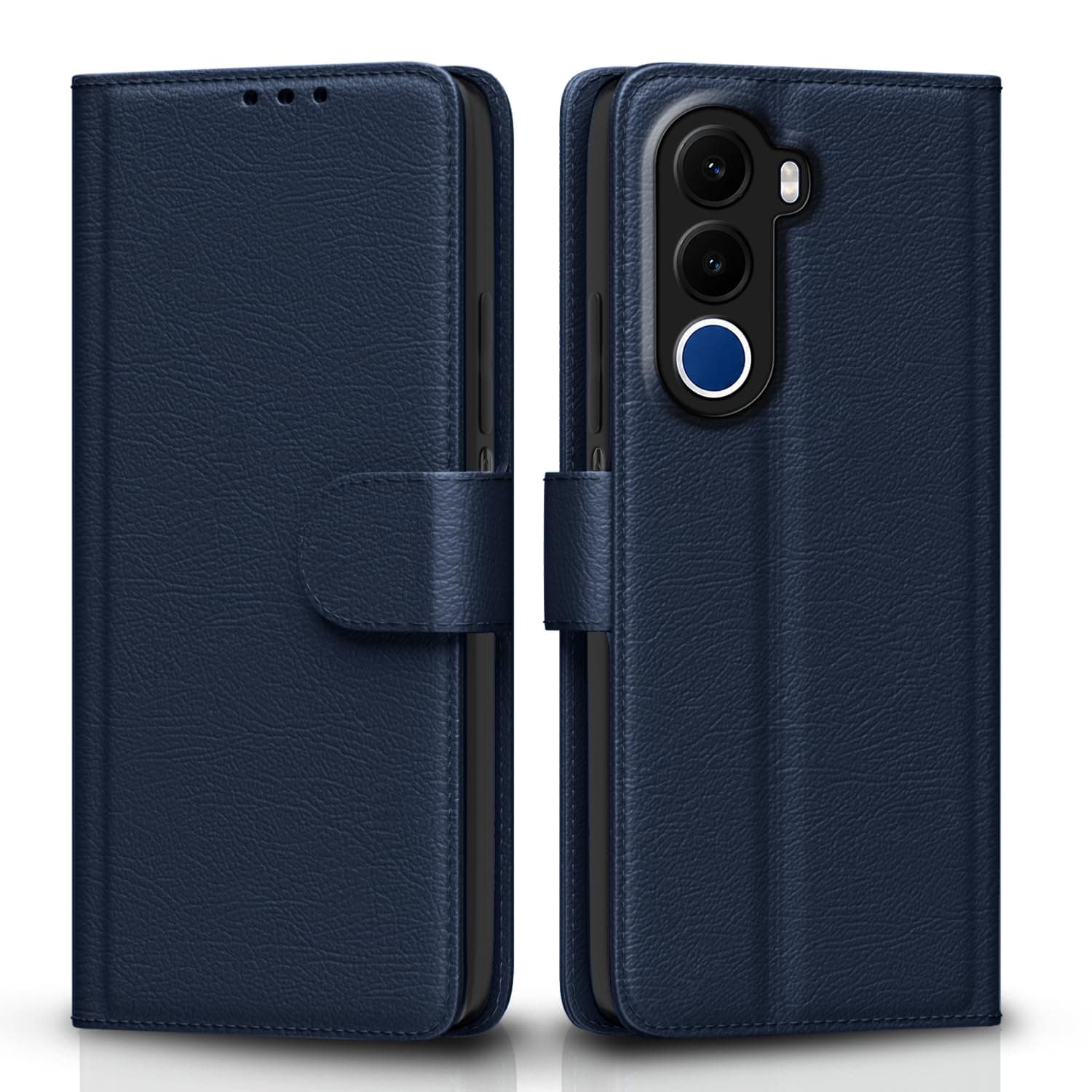 Pikkme Flip Cover for Realme C100x Leather Finish | Inside TPU with Card Pockets | Wallet Stand and Shock Proof | Complete Protection Flip Case (Blue)