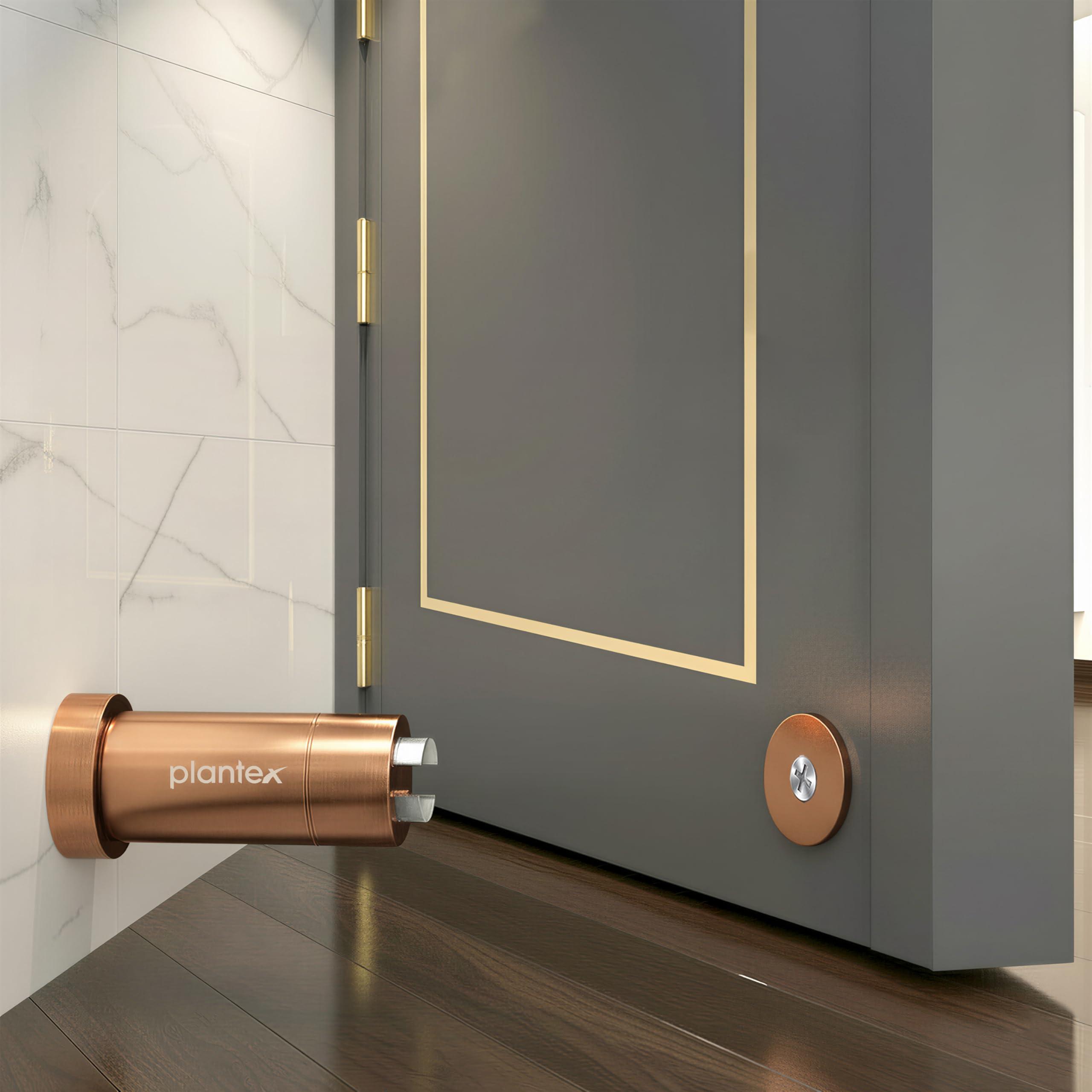 Plantex Stainless Steel Wall-Mounted Magnetic Door Stopper/Door Catcher for Wooden Door/Stops for Door - Pack of 2 (PVD Rose Gold)