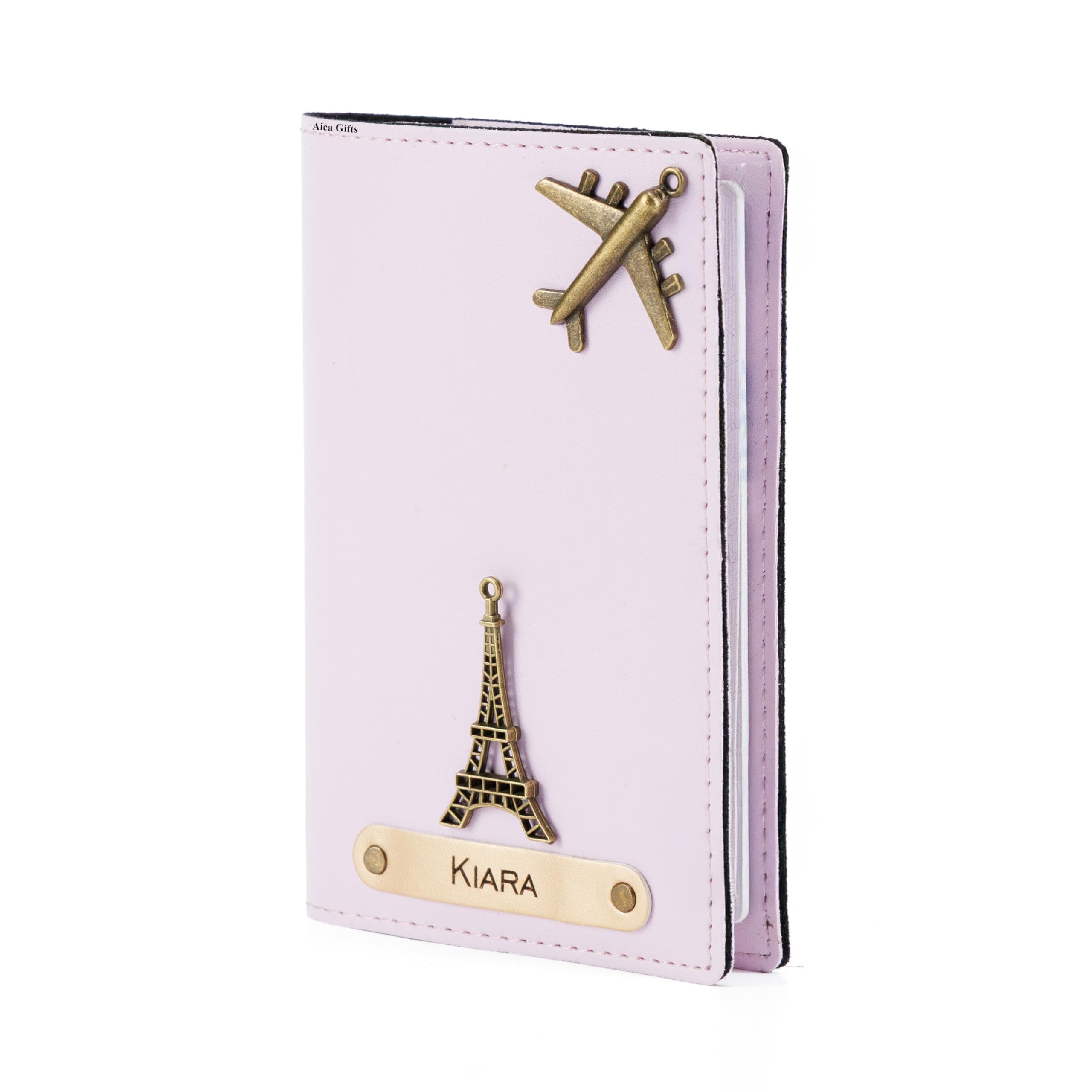 AICA Personalized Name & Charm Leather Passport Cover Holder for Men & Women (Purple) | Gifts for Woman | Gift for Man | Passport Cover for Men | Diwali Gifts| Corporate Gifts for Employees
