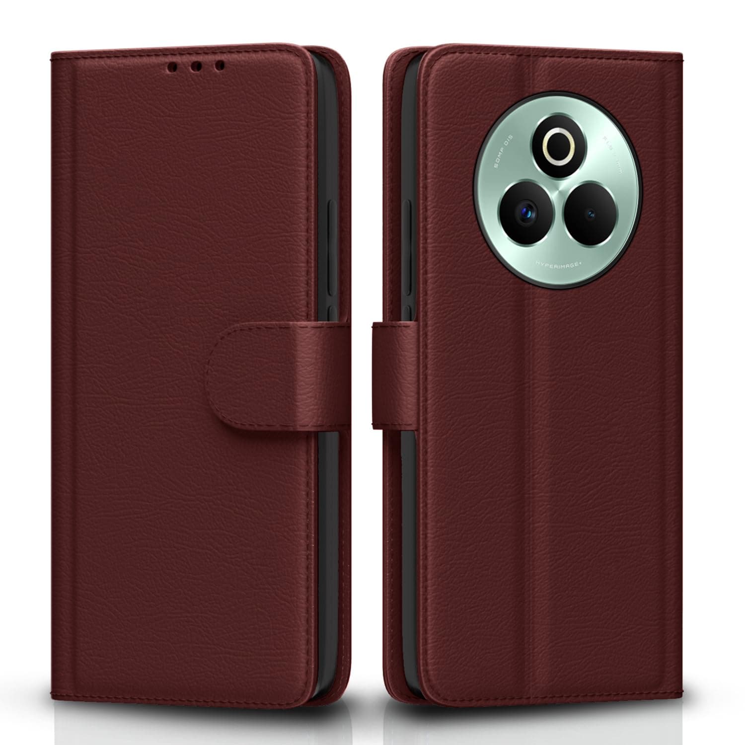 Pikkme Flip Cover for Realme P3 Pro 5G Leather Finish | Inside TPU with Card Pockets | Wallet Stand and Shock Proof | Complete Protection Flip Case(Brown)
