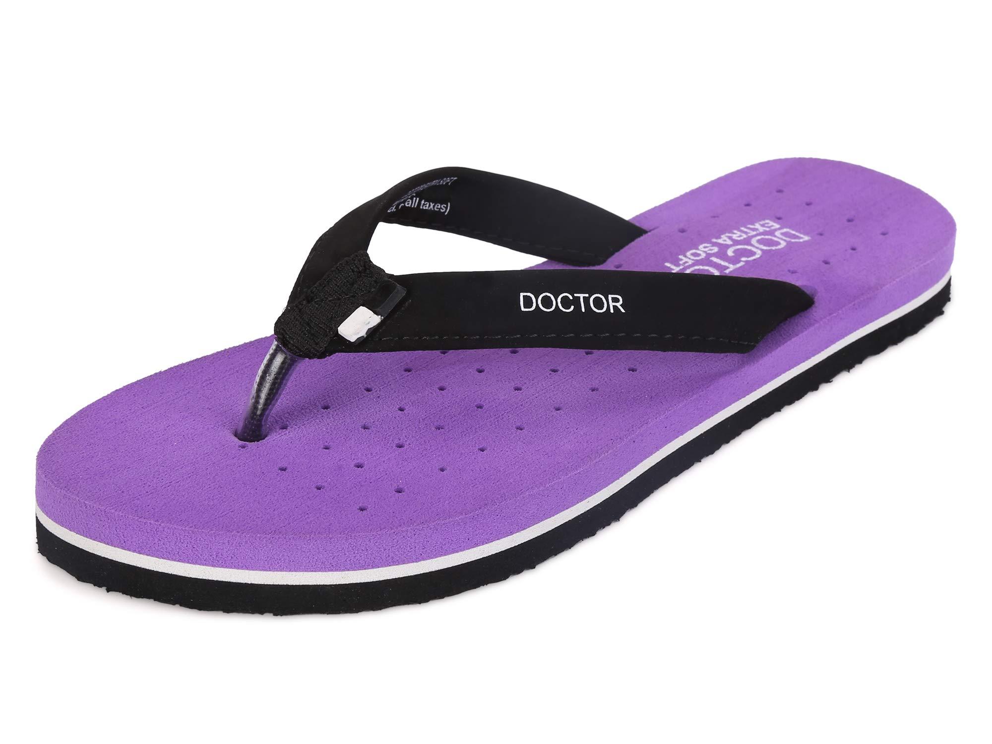 DOCTOR EXTRA SOFT Orthopaedic | Diabetic | Comfort | Pregnancy | Ortho | Slippers For Women | ART-KR Purple - 8 UK