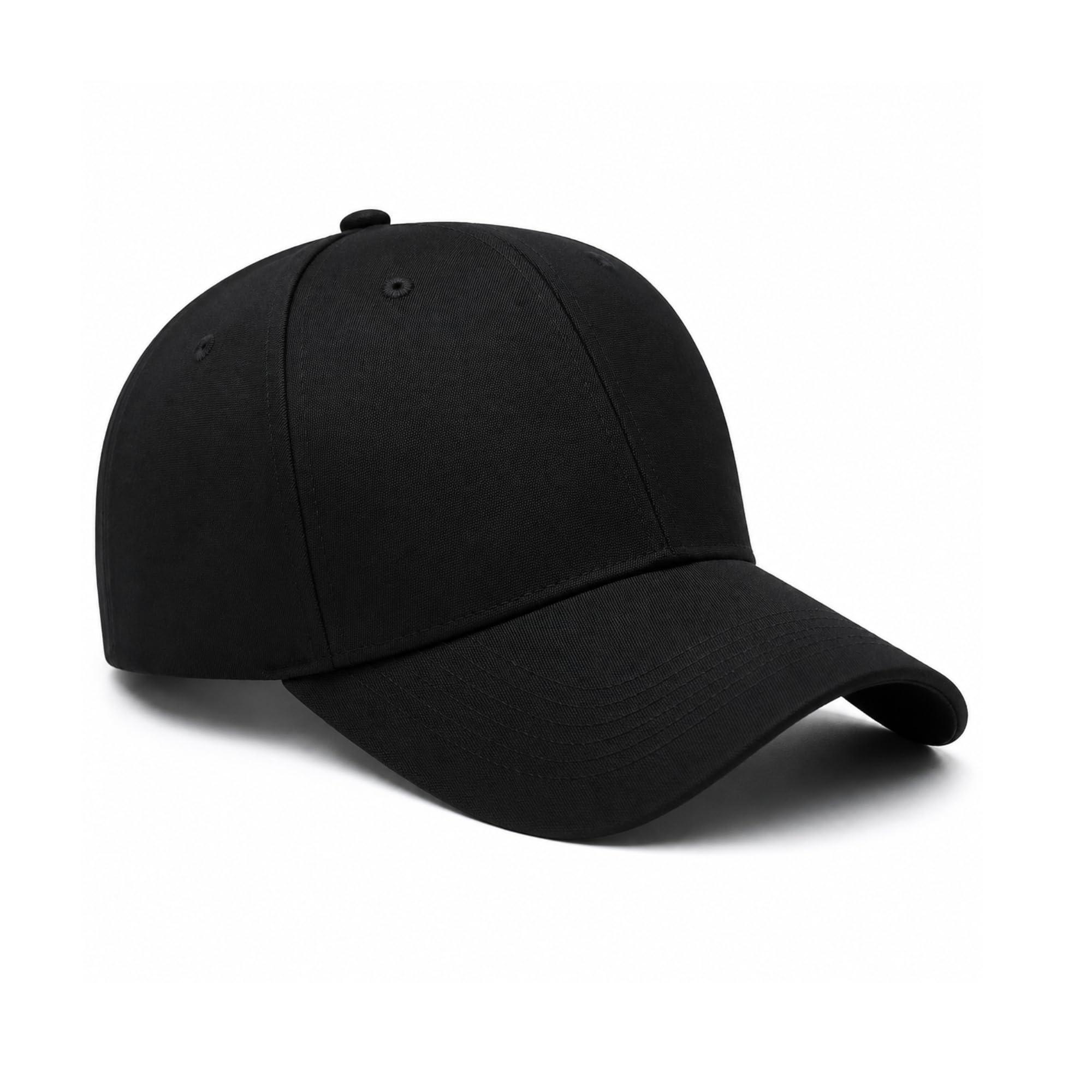 Branded Cap for Men Women Unisex Boy's Girl's Topi Adjustable Strap Free Size Cotton Summer Sports Cricket Gym Dance Free Size Black
