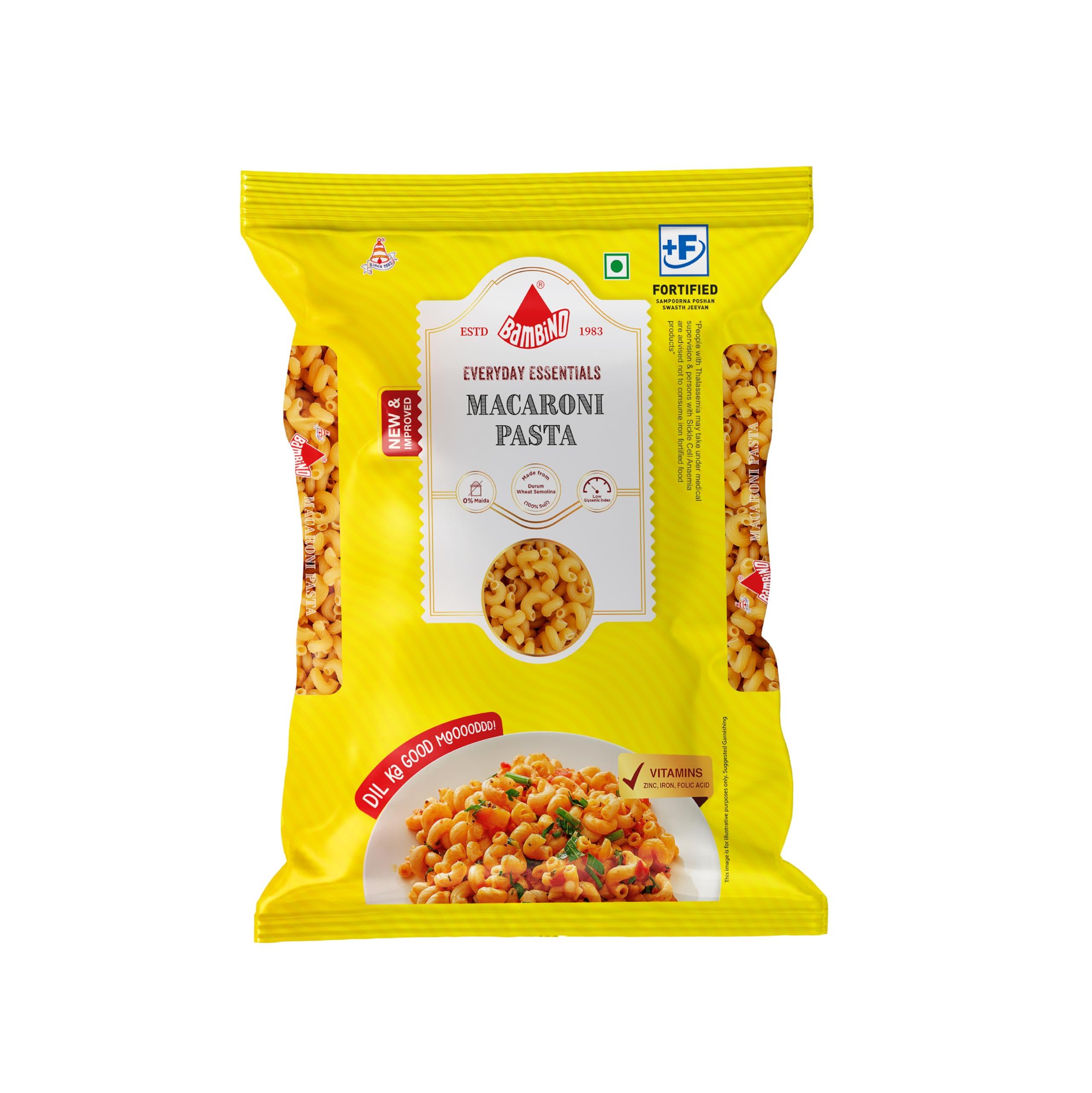 Bambino Vegetarian Pasta Macaroni Pep Drump wheat, 850 grams/ 900 grams Pouch (weight may vary)