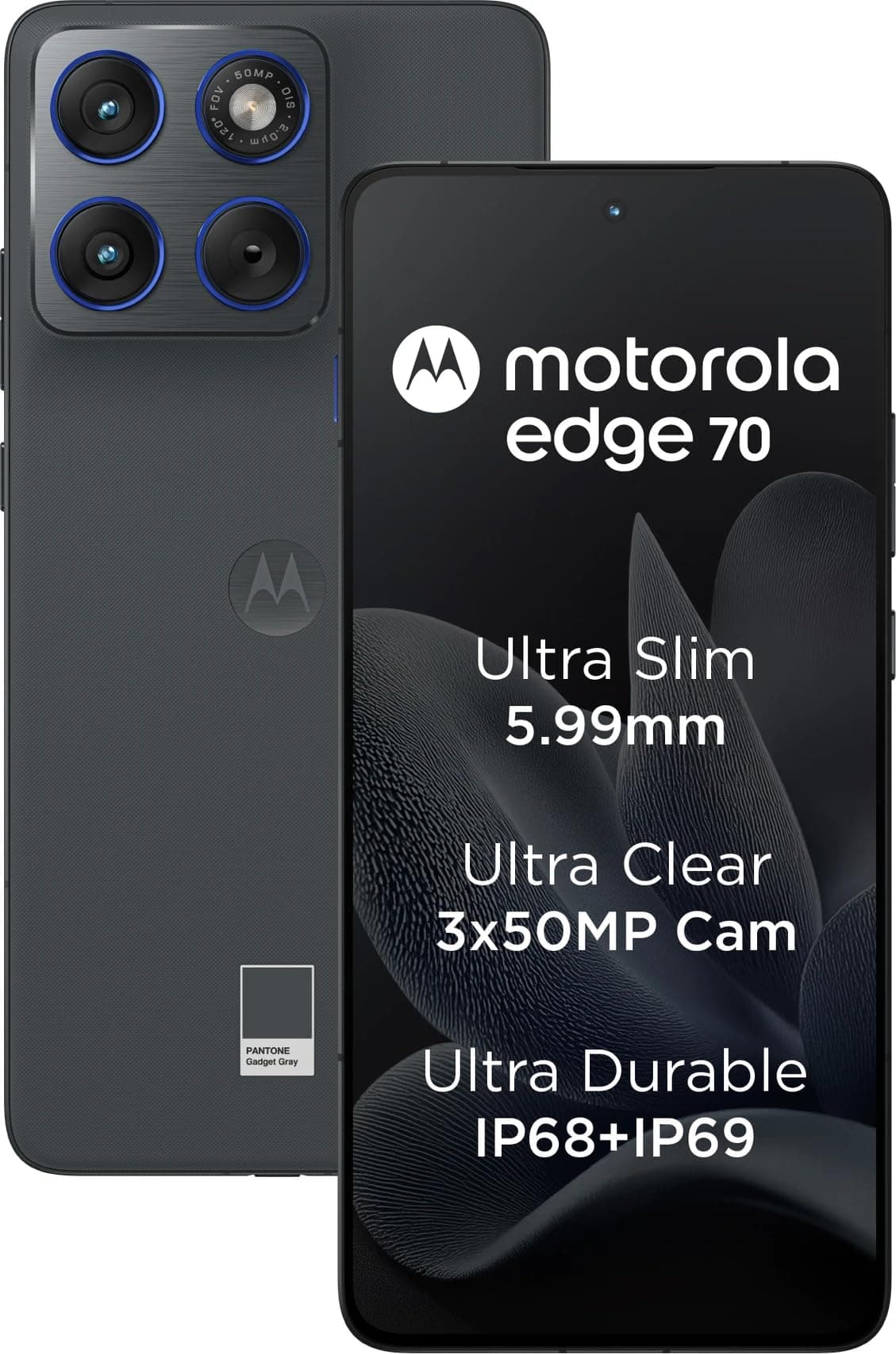 Motorola Edge 70 5G Smartphone (Pantone Gadget Gray, 8GB RAM, 256GB Storage) | Snapdragon 7 Gen 4 Processor | 6.7" FHD+ AMOLED Display | 50MP + 50MP AI Dual Camera | 5000mAh Battery